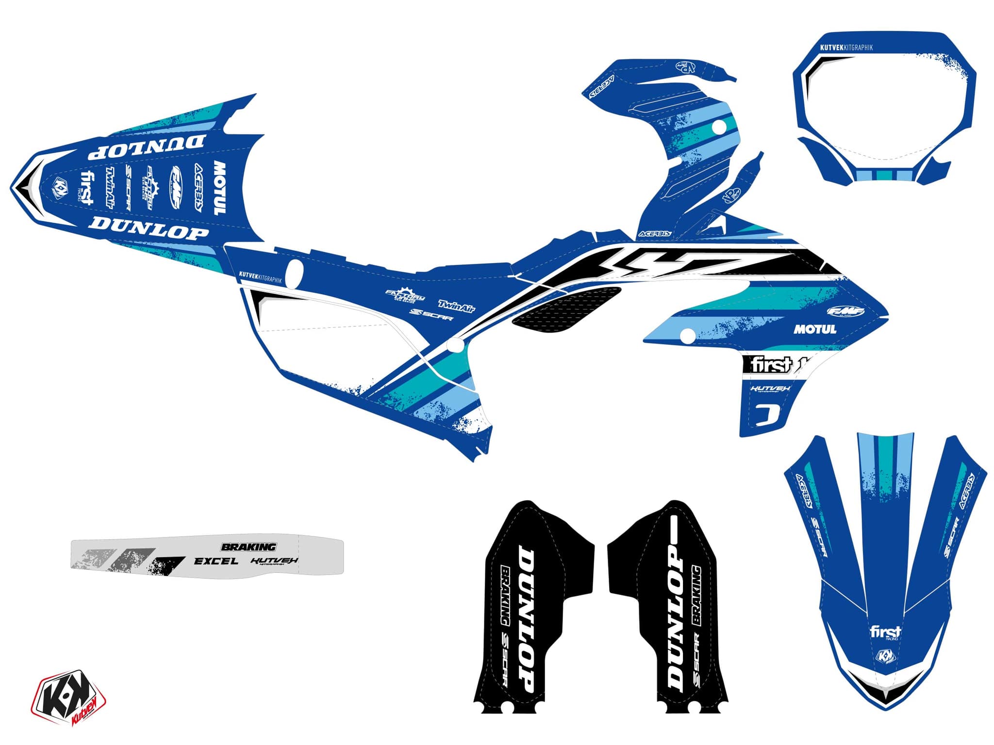 dirt bike yamaha yz 450 f trix blue  graphic kit | 450 YZF | Kutvek - View 2