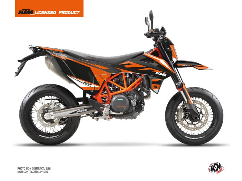 Kit graphique Moto Cross Trophy KTM 690 SMC R Noir Orange