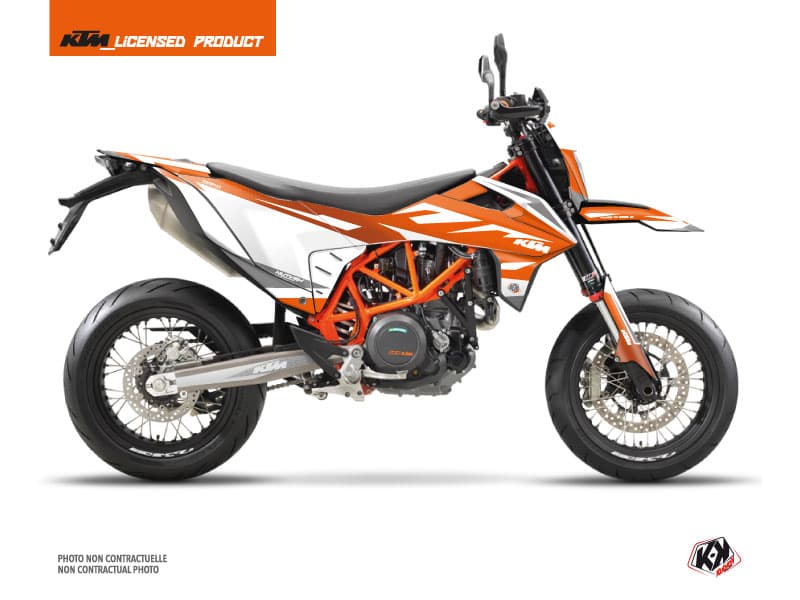kit graphique moto ktm smc 690 r trophy orange-blanc  