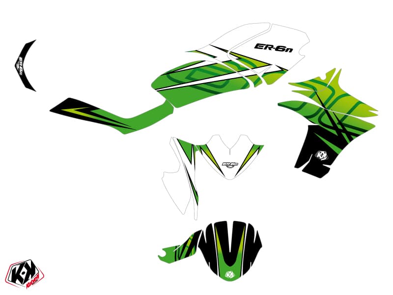 Kit graphique Moto Ultimate Kawasaki ER 6N Vert Blanc | Kawasaki | Kutvek - View 2