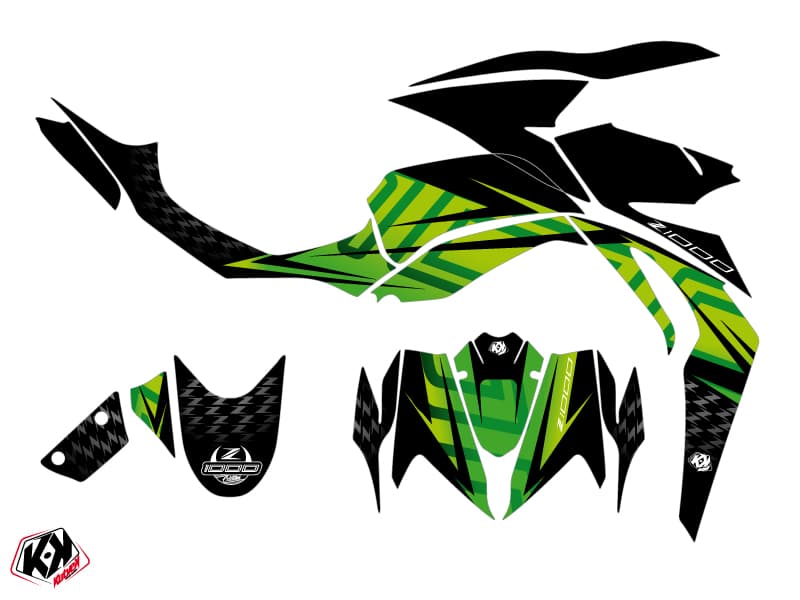 Kit graphique Moto Ultimate Kawasaki Z 1000 Noir Vert | Kawasaki | Kutvek - View 2