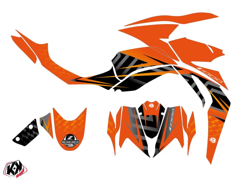 kit graphique moto kawasaki z 1000 ultimate orange-noir | Kawasaki | Kutvek - View 2