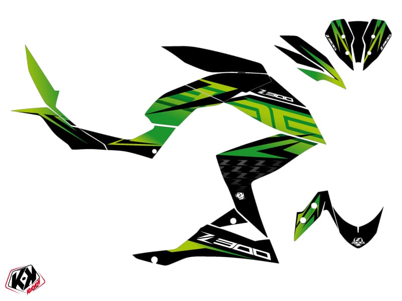 kit graphique moto kawasaki z 300 ultimate noir-vert | Kawasaki | Kutvek - View 2