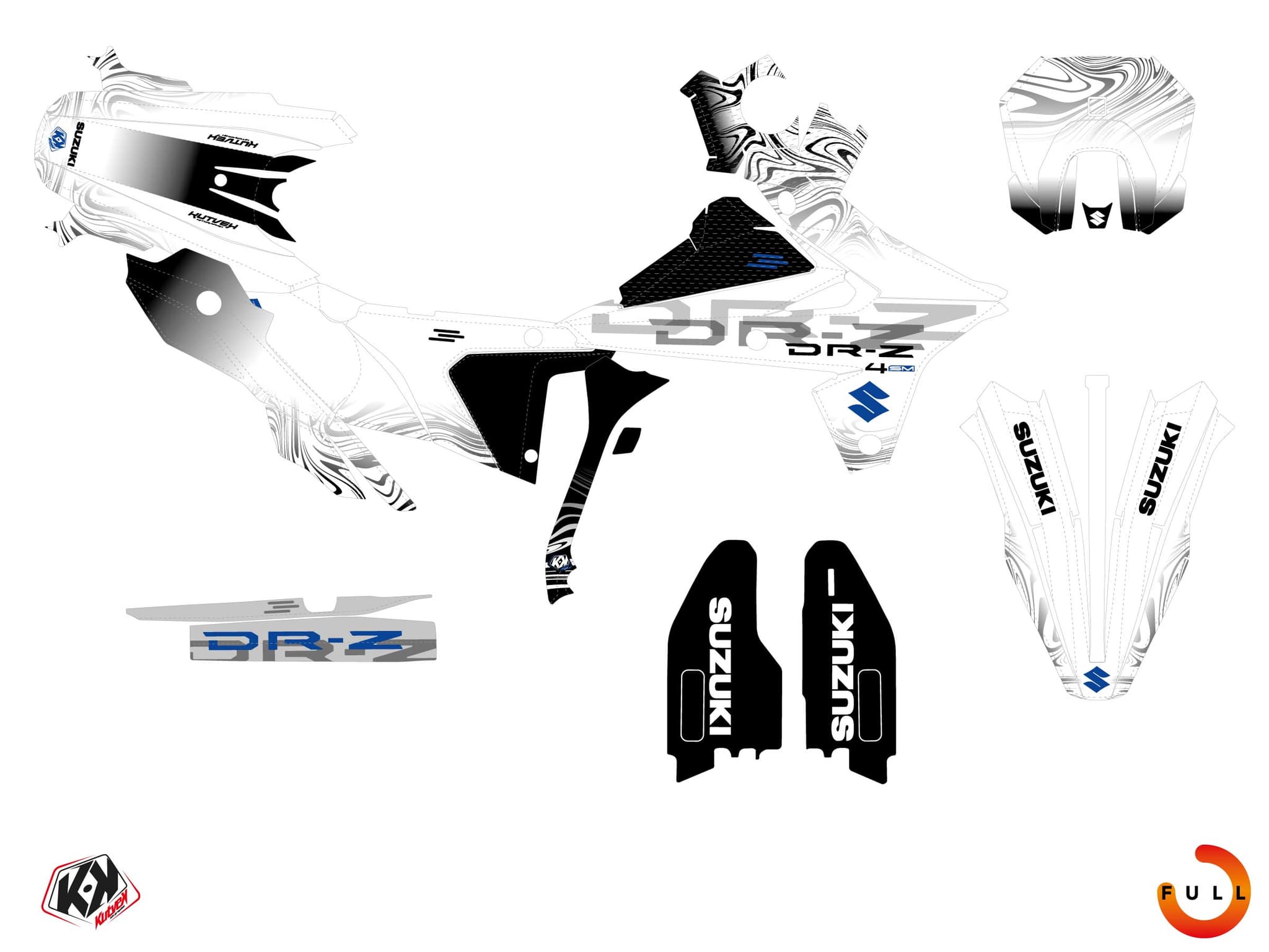 Kit graphique Moto SUZUKI DR-Z 4 SM VEIN Blanc | Suzuki | Kutvek - View 3