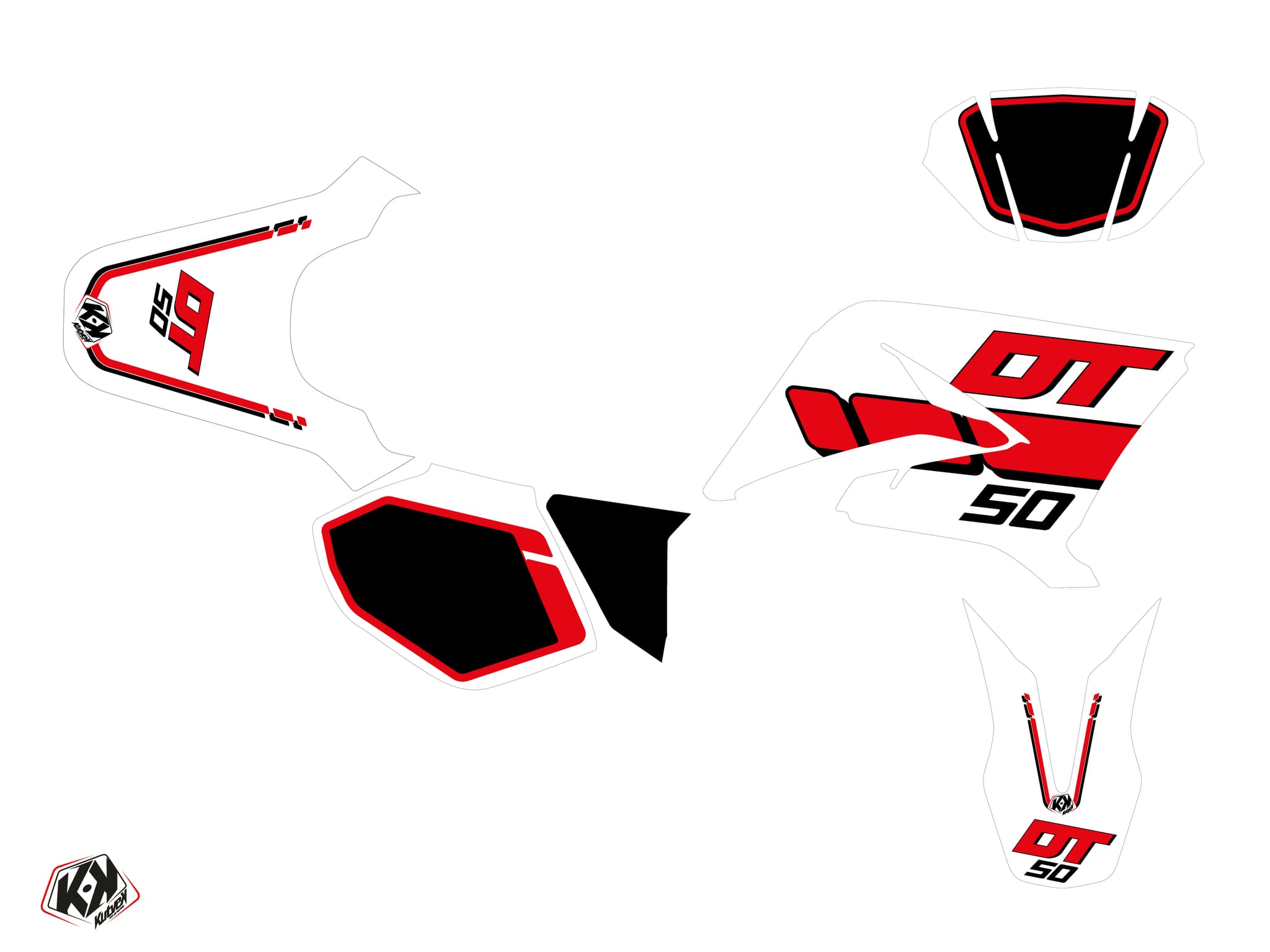 kit graphique 50cc vintage yamaha dt 50 rouge | Yamaha | Kutvek - View 2