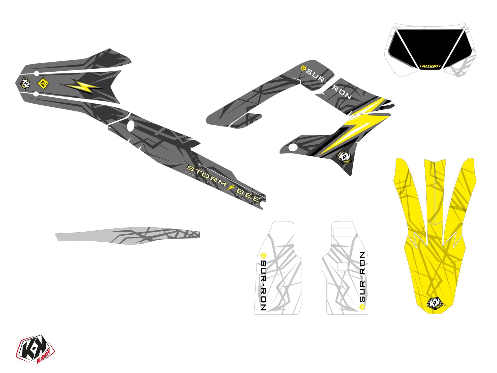 dirt bike sur-ron storm-bee enduro volt yellow  graphic kit | Sur-Ron | Kutvek - View 2