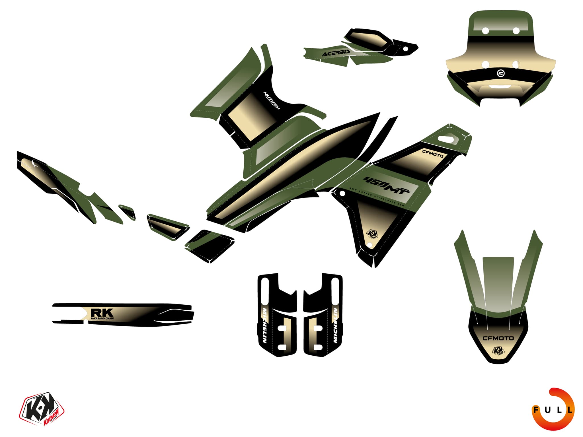 Kit graphique Moto CF MOTO MT 450 WARP Vert | CF Moto | Kutvek - View 3