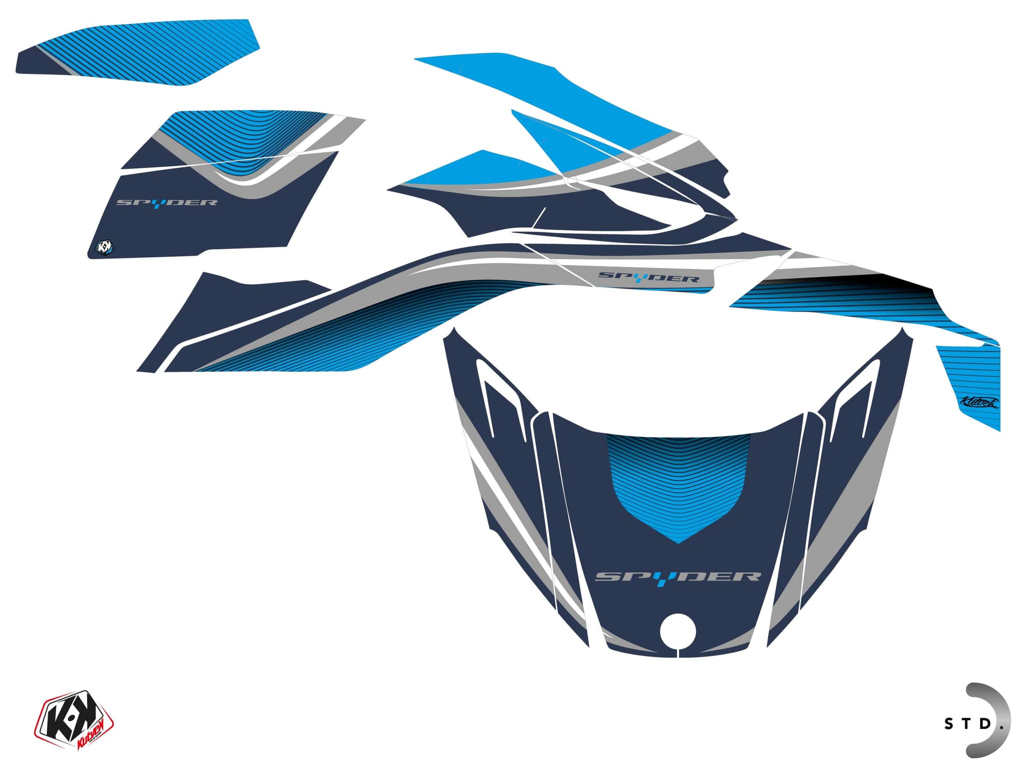 kit graphique  wave bleu hybride can-am spyder rt | Can am | Kutvek - View 2