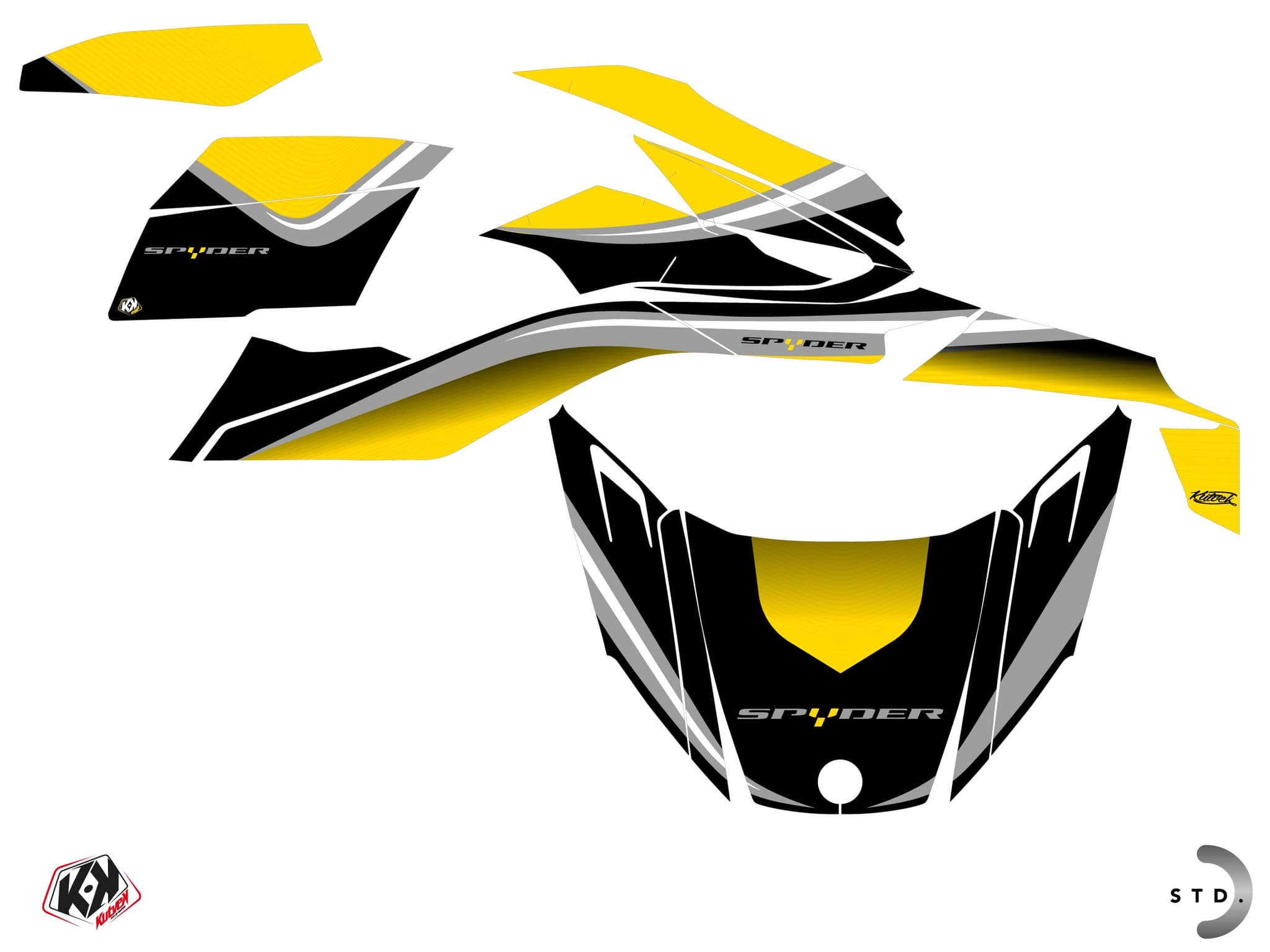 kit graphique  wave jaune hybride can-am spyder rt | Can am | Kutvek - View 2