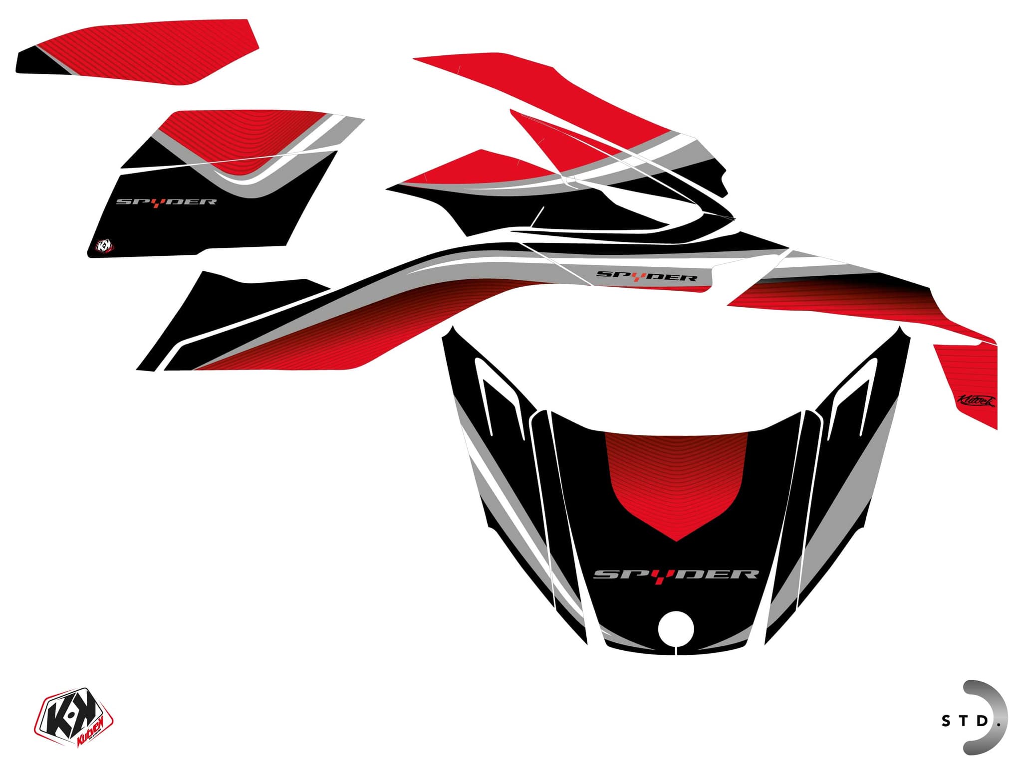 kit graphique  wave rouge hybride can-am spyder rt | Can am | Kutvek - View 2