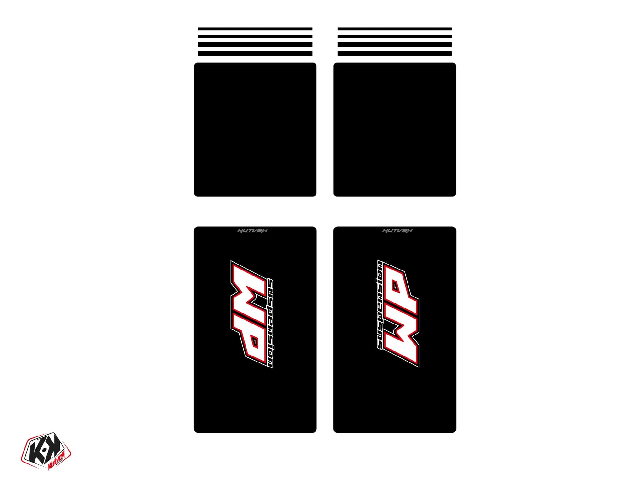 aufkleber für komplette moto-cross-gabel wp v1 schwarz - 305x185mm + 185x195mm (anpassbar)