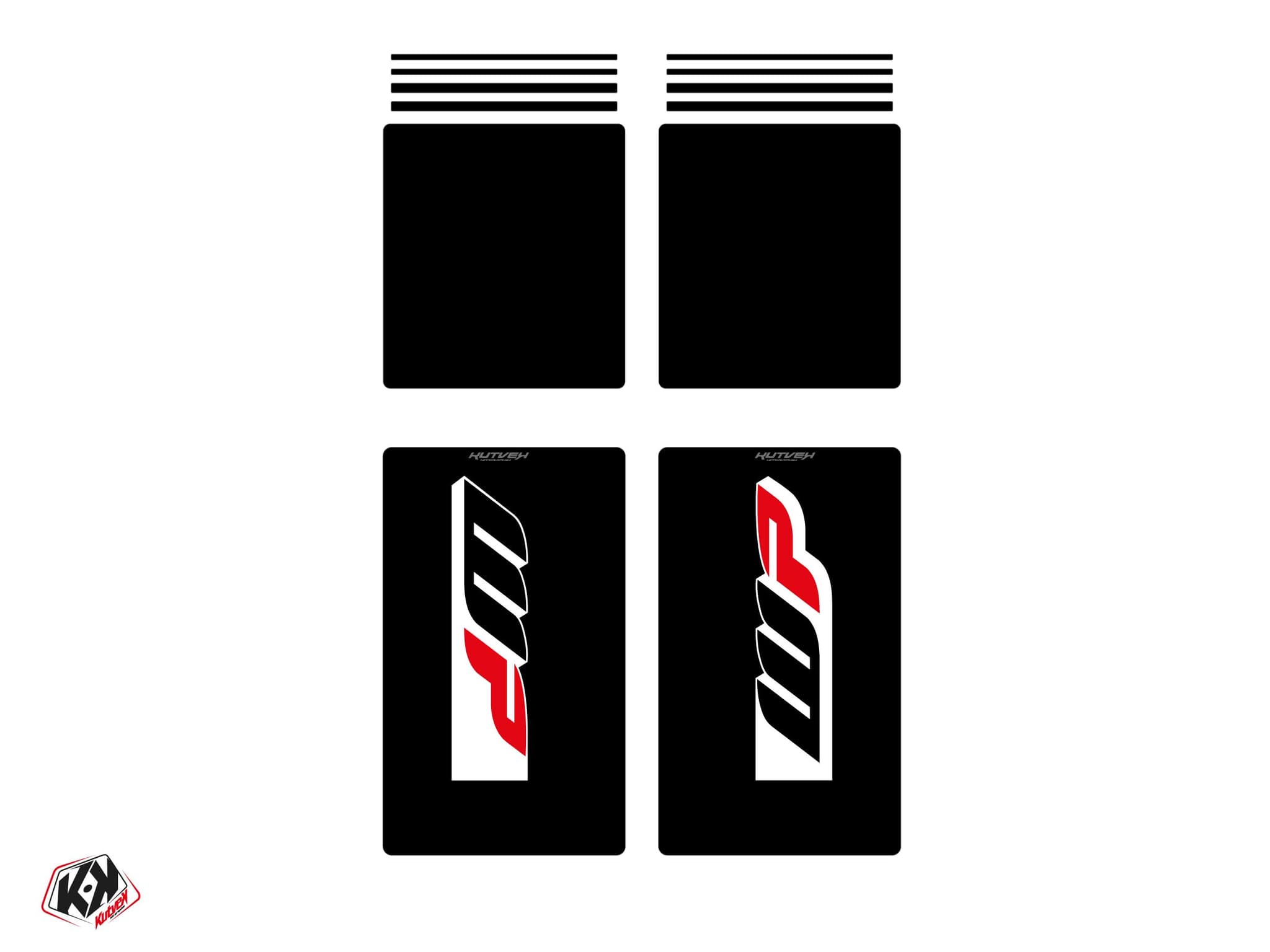 aufkleber für komplette moto-cross-gabel wp v3 schwarz - 305x185mm + 185x195mm (anpassbar)