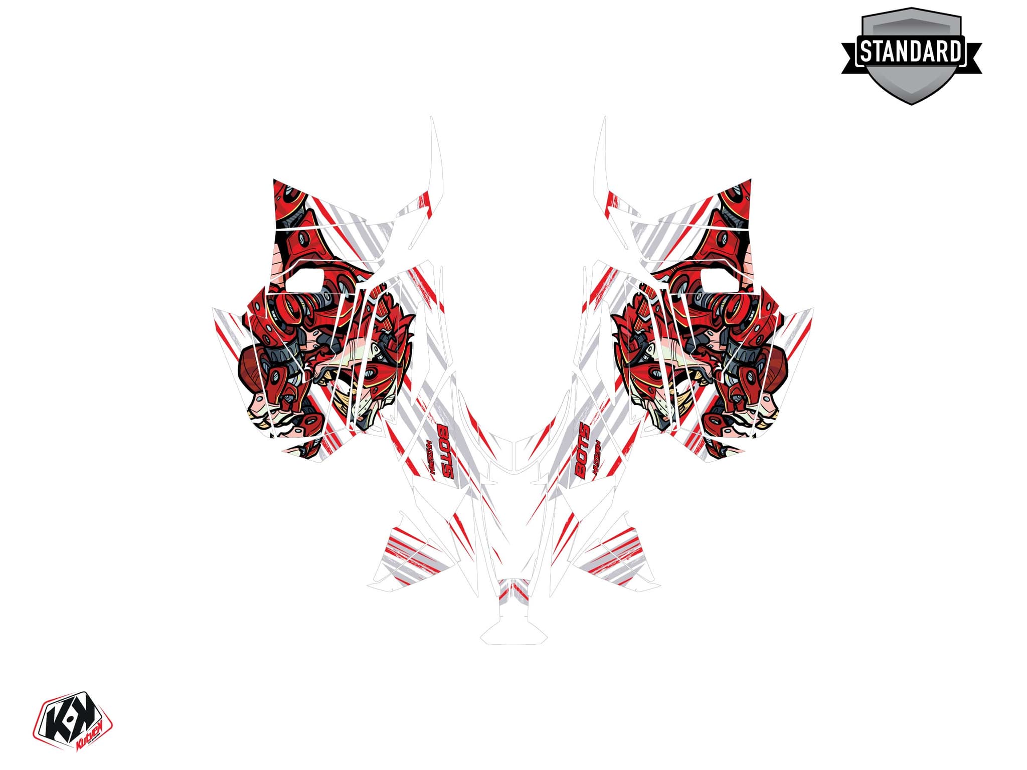 Kit graphique Motoneige YAMAHA PHAZER bots Blanc-Rouge | Yamaha | Kutvek - View 2