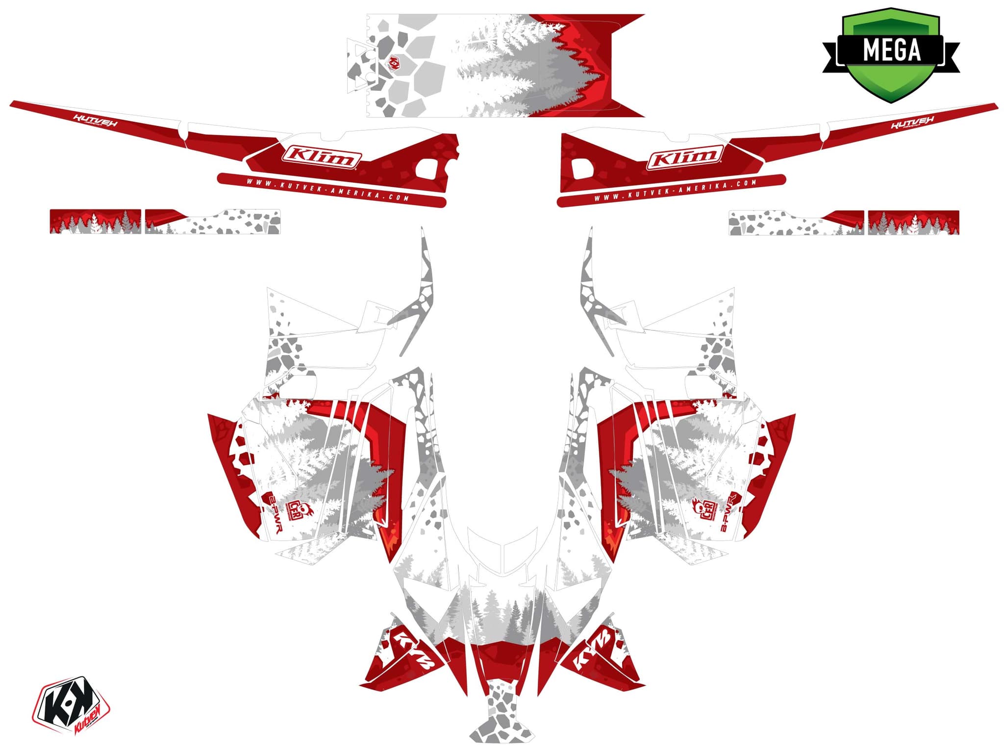 Kit graphique Motoneige YAMAHA APEX GARNET Blanc | Yamaha | Kutvek - View 4