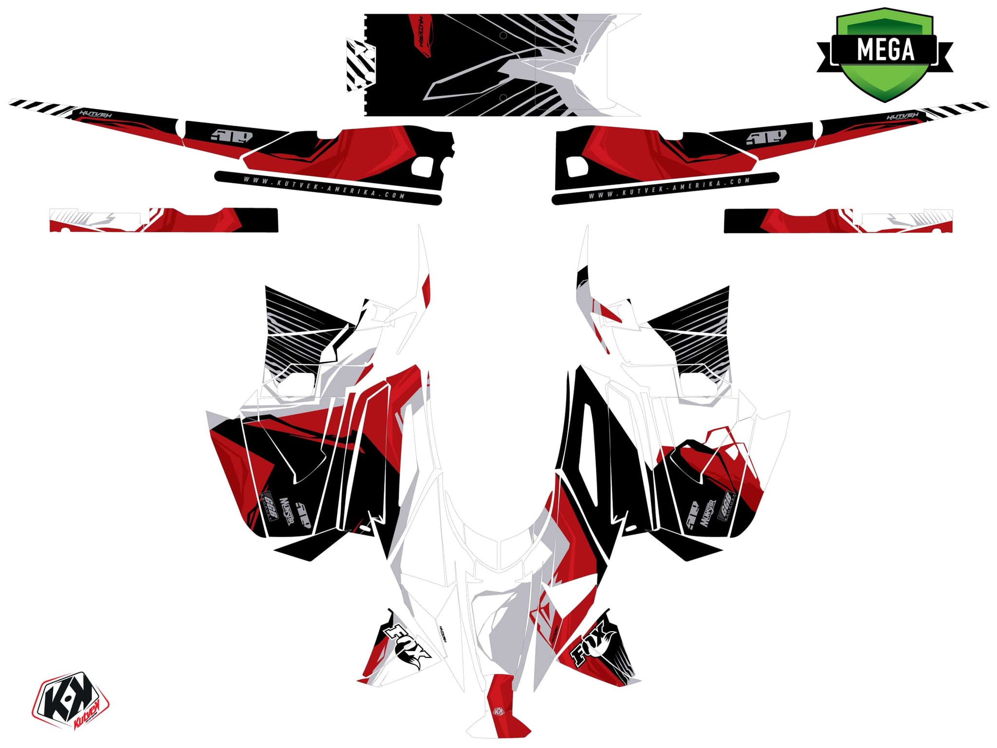 Kit graphique Motoneige YAMAHA APEX KLIFF Blanc | Yamaha | Kutvek - View 4