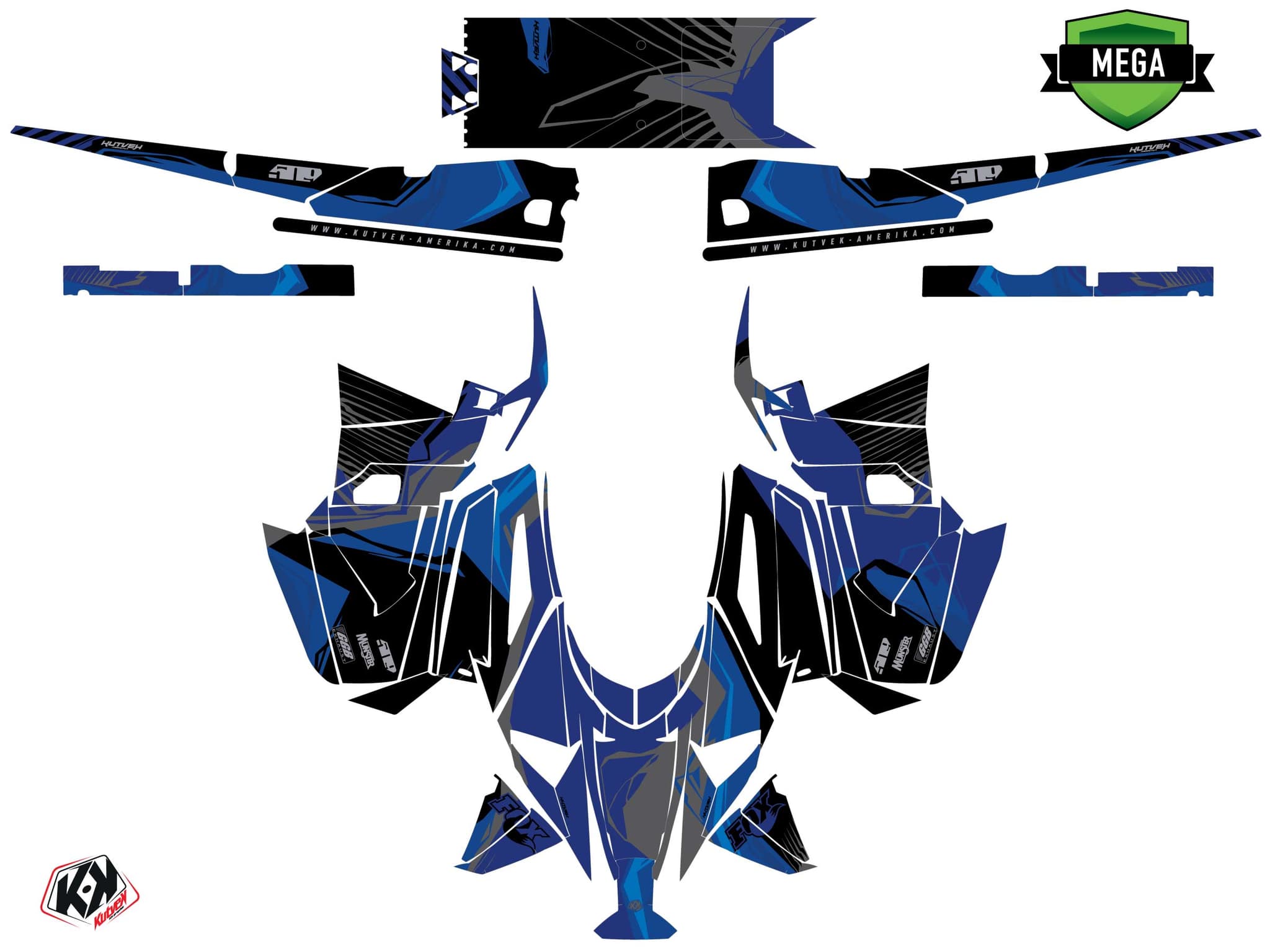 Kit graphique Motoneige YAMAHA APEX KLIFF Bleu | Yamaha | Kutvek - View 4