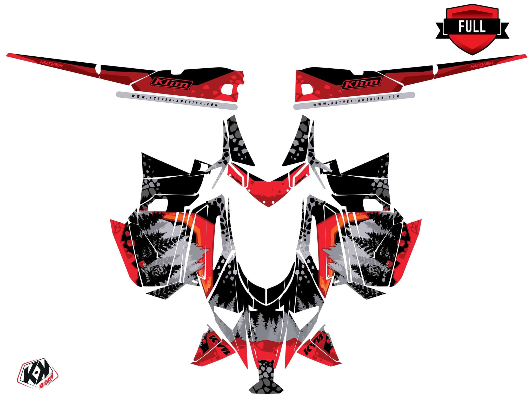 Snowmobile ARCTIC CAT CROSSFIRE GARNET Red graphic kit | Arctic Cat | Kutvek - View 3