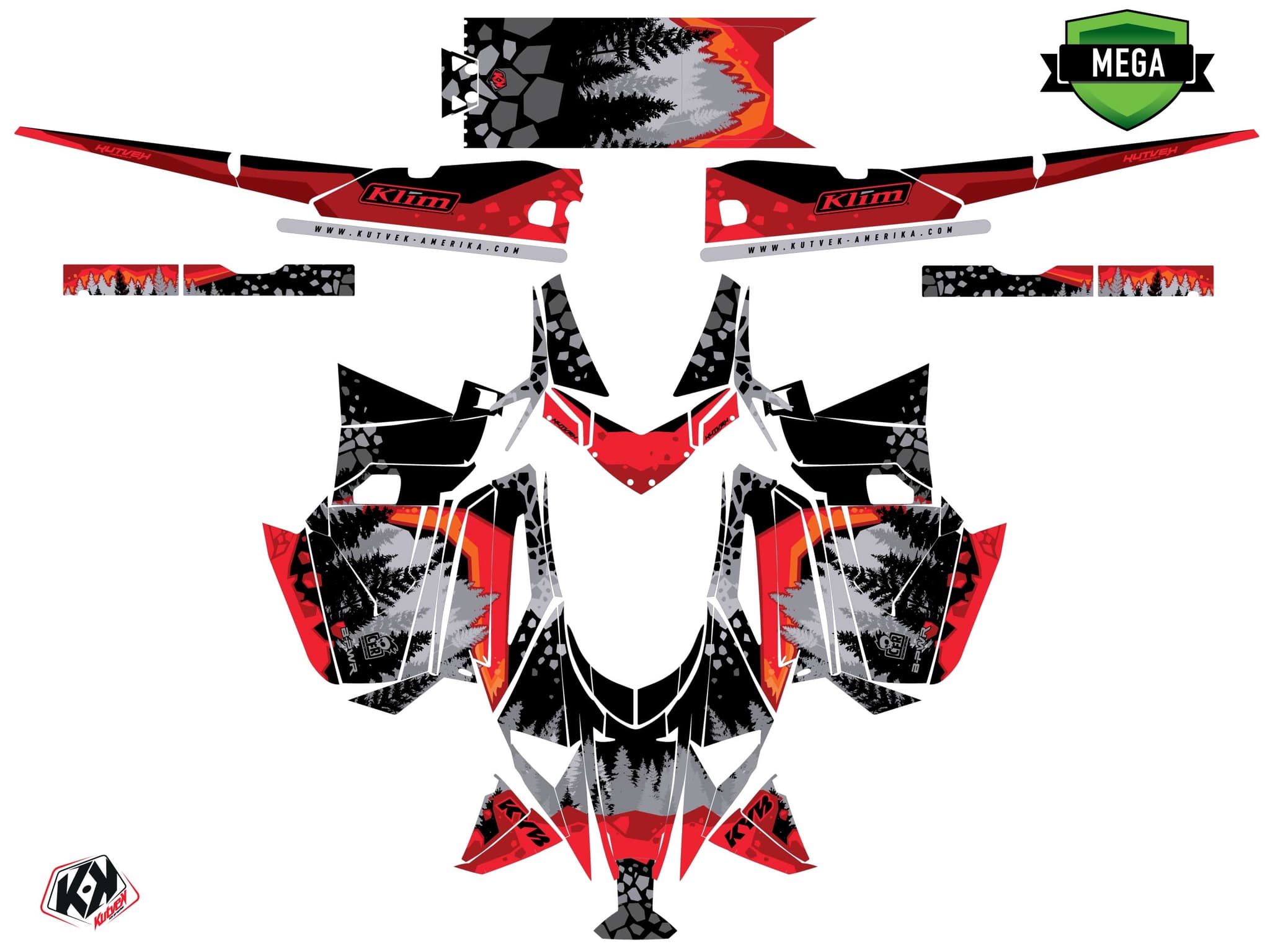 Snowmobile ARCTIC CAT CROSSFIRE GARNET Red graphic kit | Arctic Cat | Kutvek - View 4