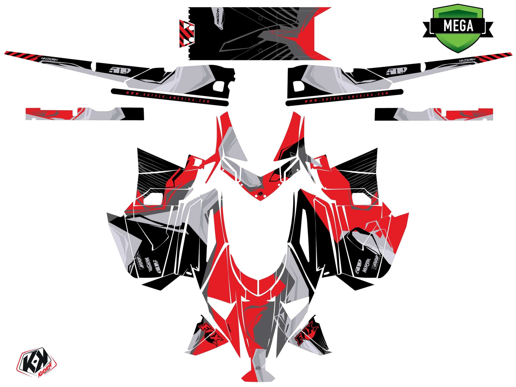 Kit graphique Motoneige ARCTIC CAT NORSEMAN X 8000 KLIFF Rouge | Arctic Cat | Kutvek - View 4