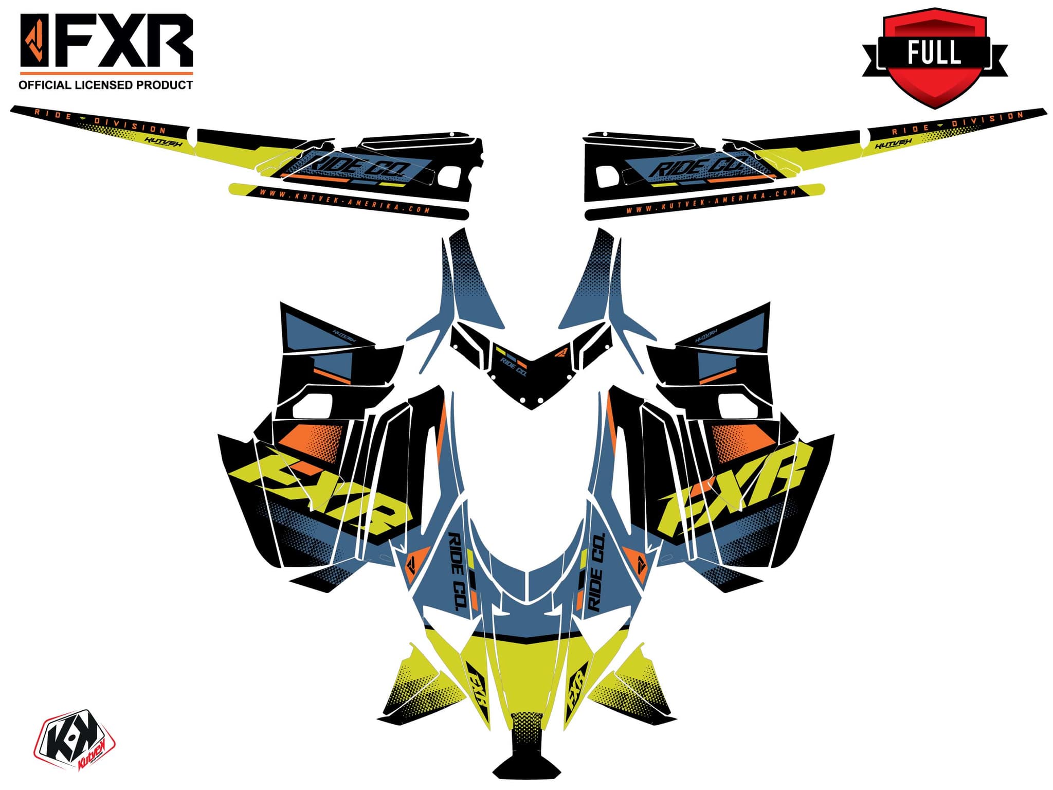 Kit graphique Motoneige ARCTIC CAT CROSSFIRE SKAL Bleu-Jaune | Arctic Cat | Kutvek - View 3