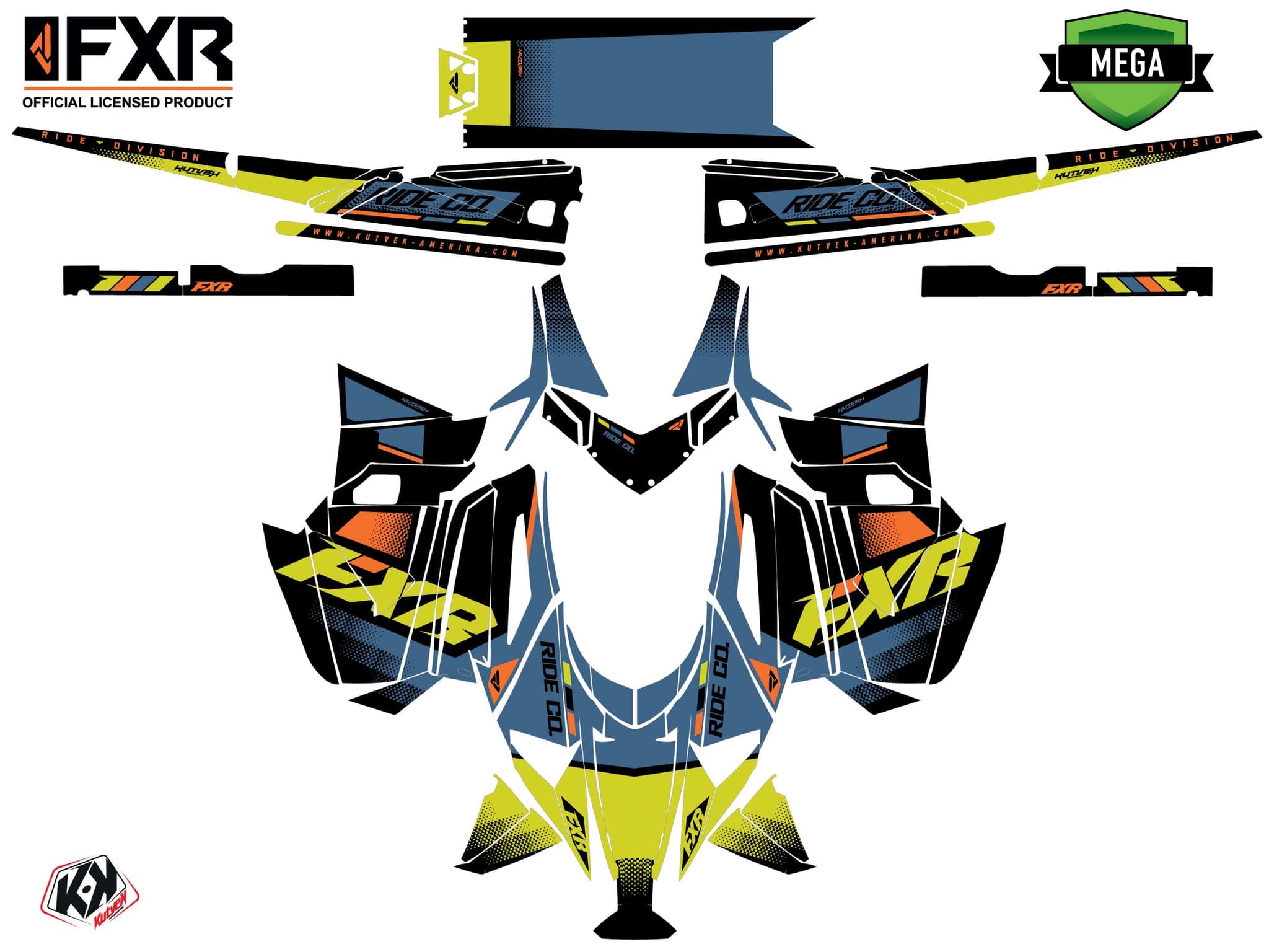 Kit graphique Motoneige ARCTIC CAT CROSSFIRE SKAL Bleu-Jaune | Arctic Cat | Kutvek - View 4