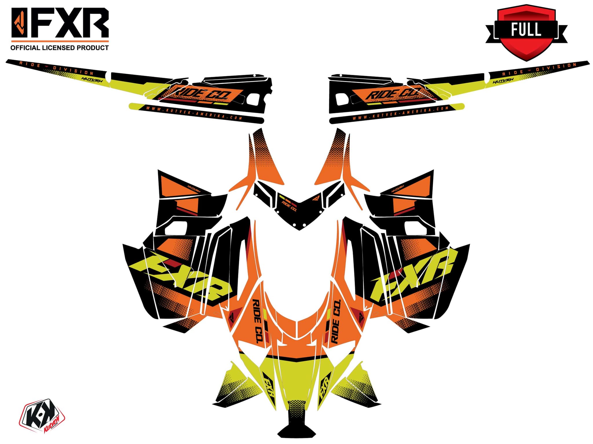 Snowmobile ARCTIC CAT CROSSFIRE SKAL Orange-Yellow graphic kit | Arctic Cat | Kutvek - View 3