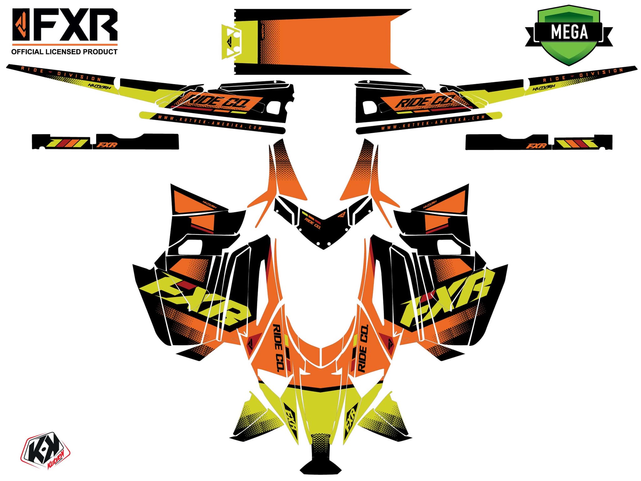 Snowmobile ARCTIC CAT CROSSFIRE SKAL Orange-Yellow graphic kit | Arctic Cat | Kutvek - View 4