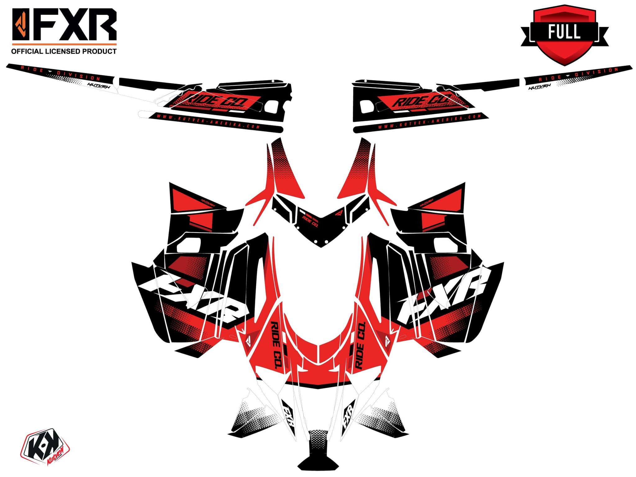 Kit graphique Motoneige ARCTIC CAT CROSSFIRE SKAL Rouge-Blanc | Arctic Cat | Kutvek - View 3