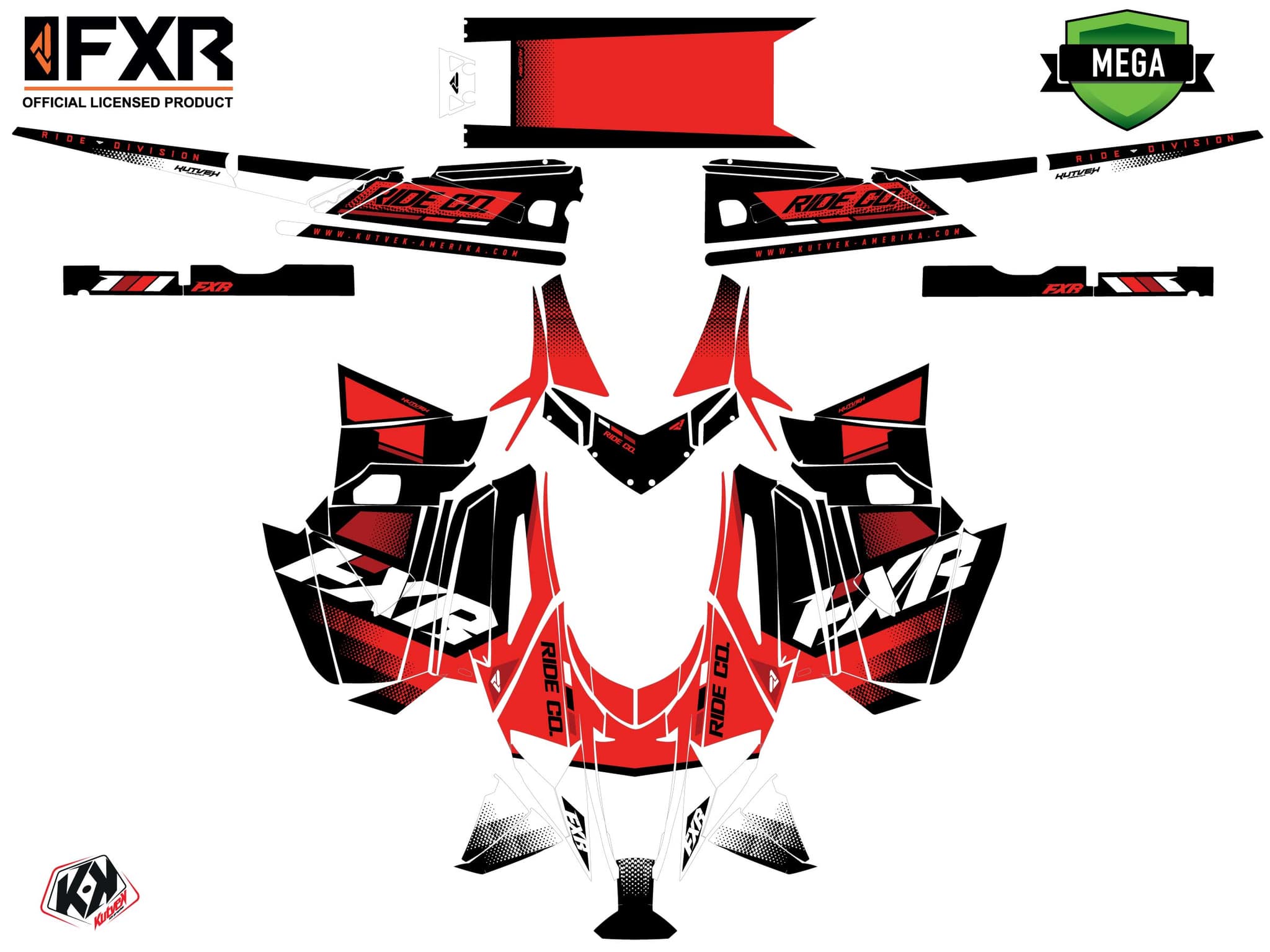Kit graphique Motoneige ARCTIC CAT CROSSFIRE SKAL Rouge-Blanc | Arctic Cat | Kutvek - View 4