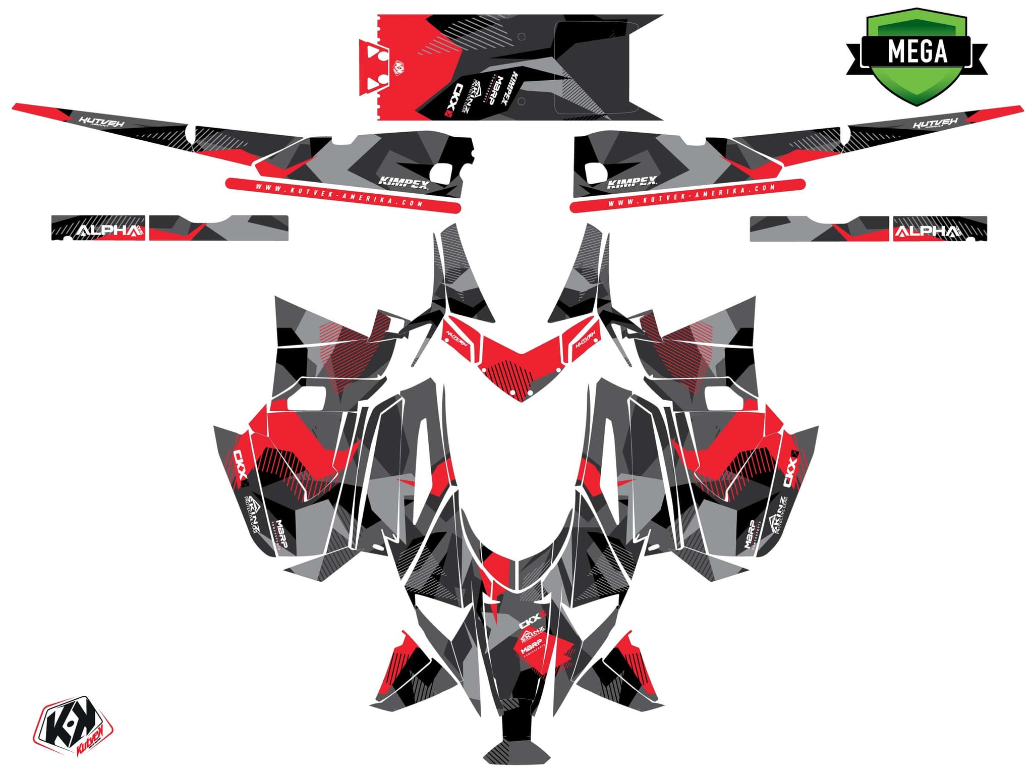 Kit graphique Motoneige ARCTIC CAT CROSSFIRE UNIT Rouge | Arctic Cat | Kutvek - View 4