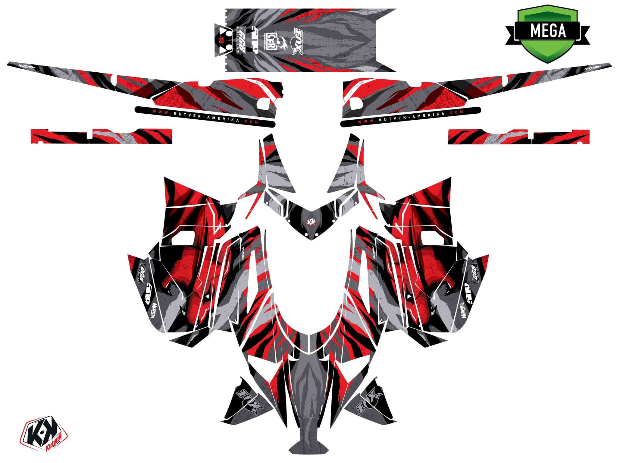 Kit graphique Motoneige ARCTIC CAT NORSEMAN X 8000 INSTINCT Rouge | Arctic Cat | Kutvek - View 4