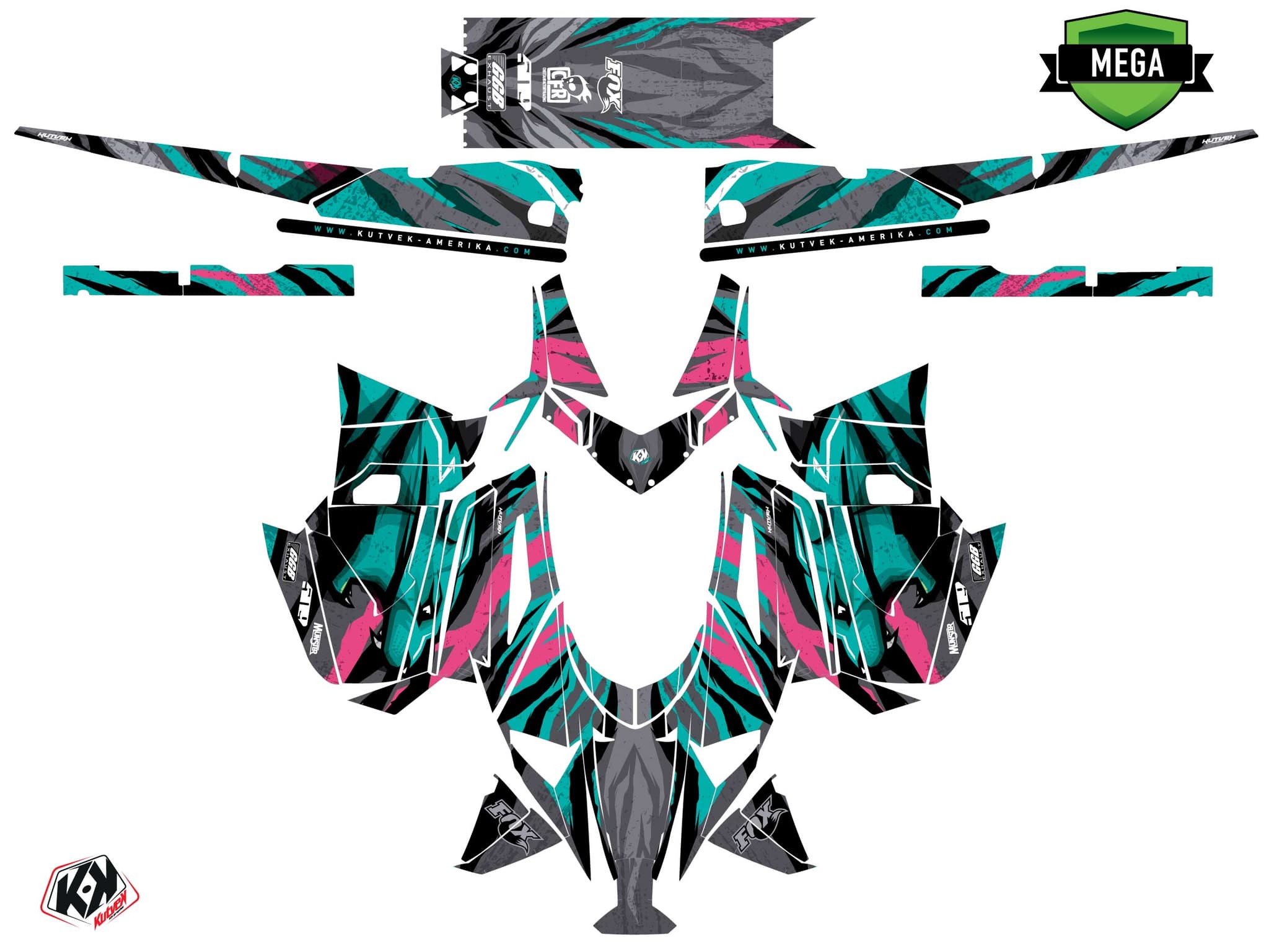 Kit graphique Motoneige ARCTIC CAT NORSEMAN X 8000 INSTINCT Turquoise | Arctic Cat | Kutvek - View 4
