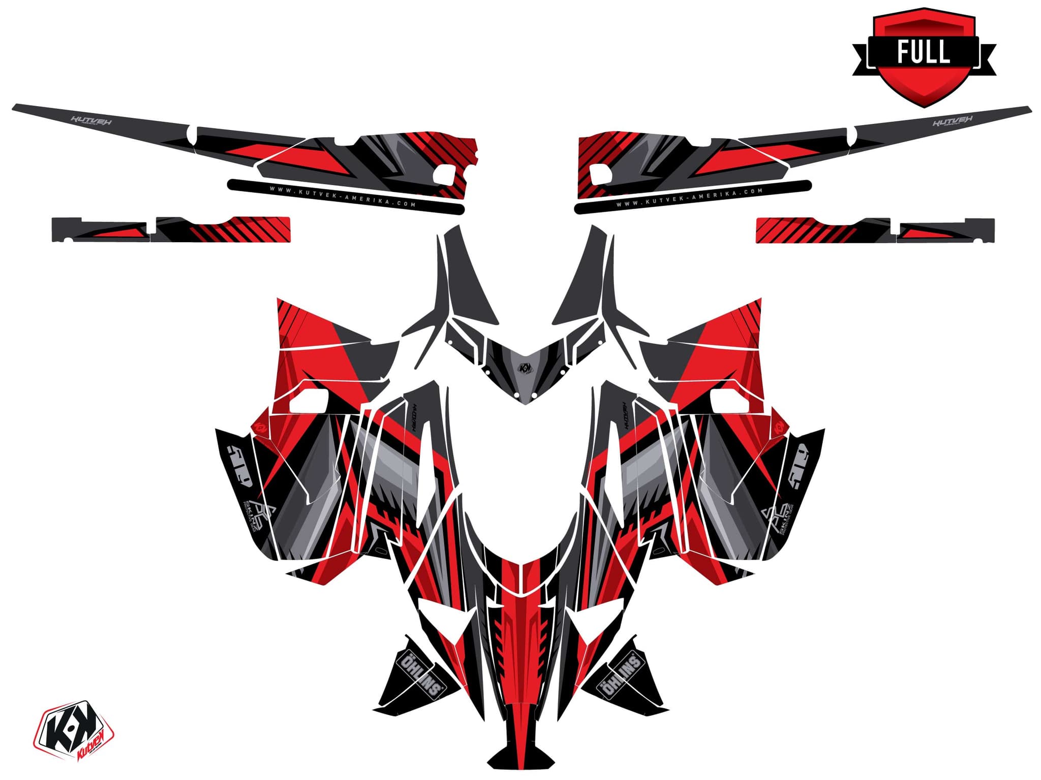 Kit graphique Motoneige ARCTIC CAT NORSEMAN X 8000 SQUADRON Rouge | Arctic Cat | Kutvek - View 3