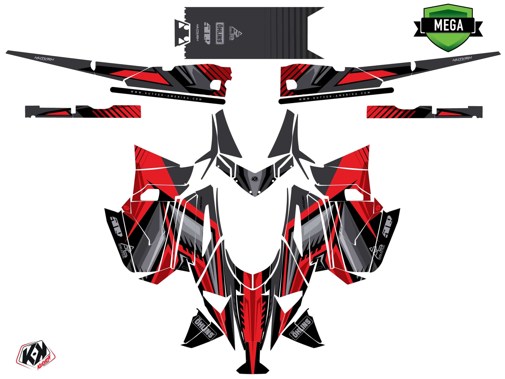 Kit graphique Motoneige ARCTIC CAT NORSEMAN X 8000 SQUADRON Rouge | Arctic Cat | Kutvek - View 4