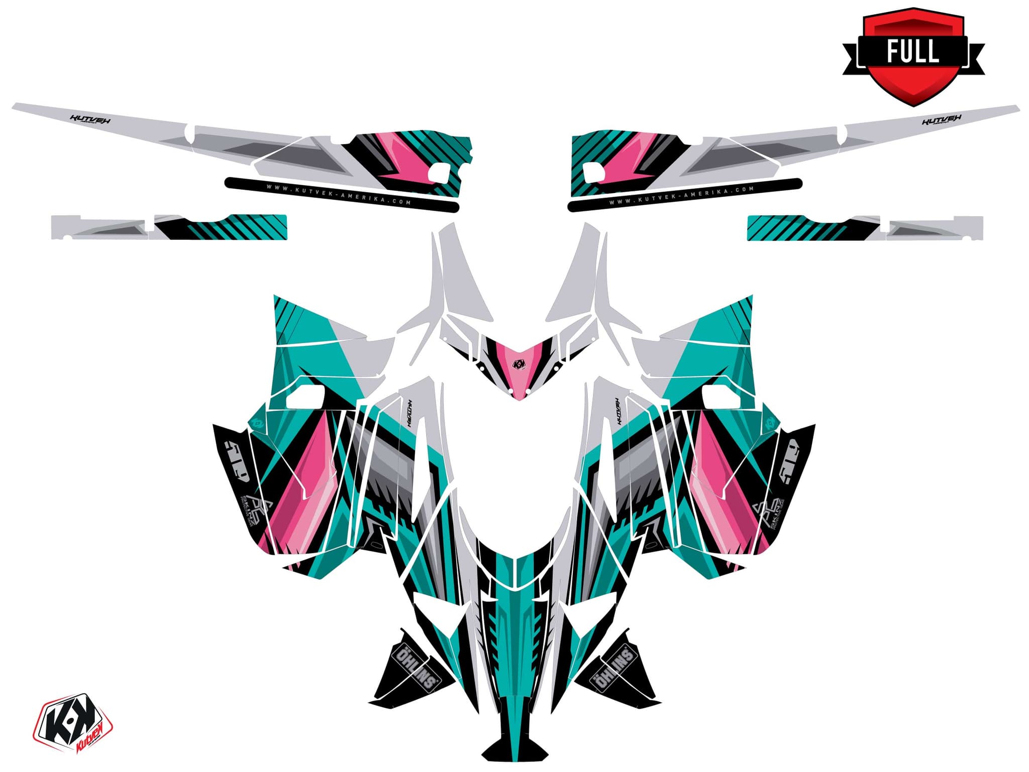 Kit graphique Motoneige ARCTIC CAT NORSEMAN X 8000 SQUADRON Turquoise | Arctic Cat | Kutvek - View 3