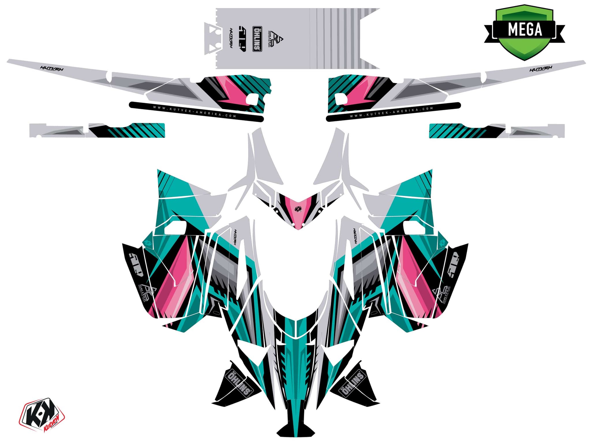 Kit graphique Motoneige ARCTIC CAT NORSEMAN X 8000 SQUADRON Turquoise | Arctic Cat | Kutvek - View 4