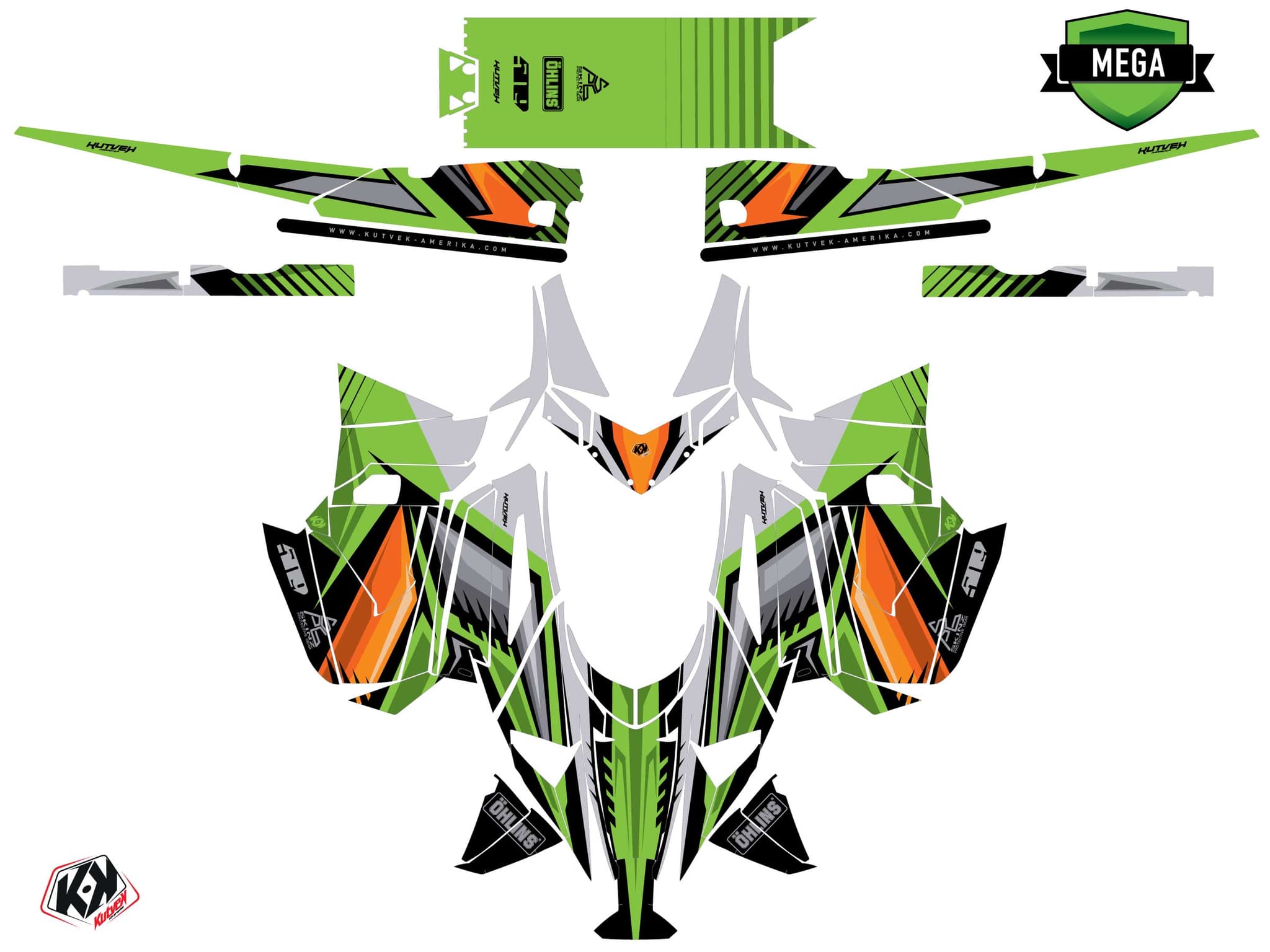 Kit graphique Motoneige ARCTIC CAT CROSSFIRE SQUADRON Vert | Arctic Cat | Kutvek - View 4