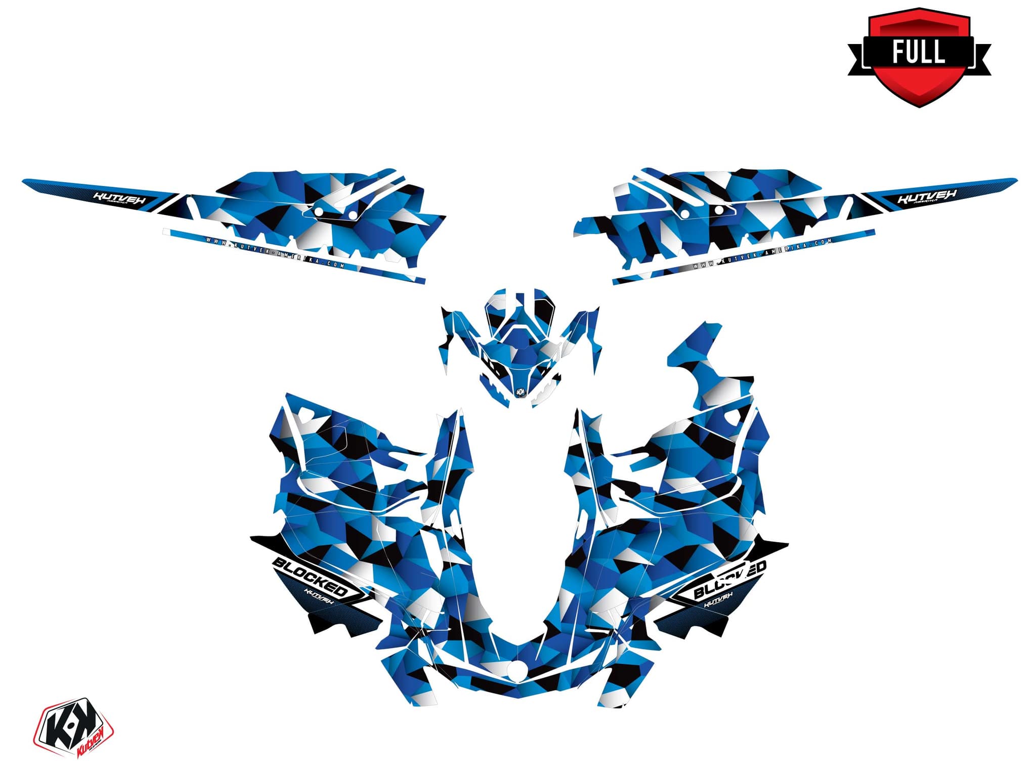 snowmobile skidoo backcountry sport blocked blue  graphic kit | Skidoo | Kutvek - View 3