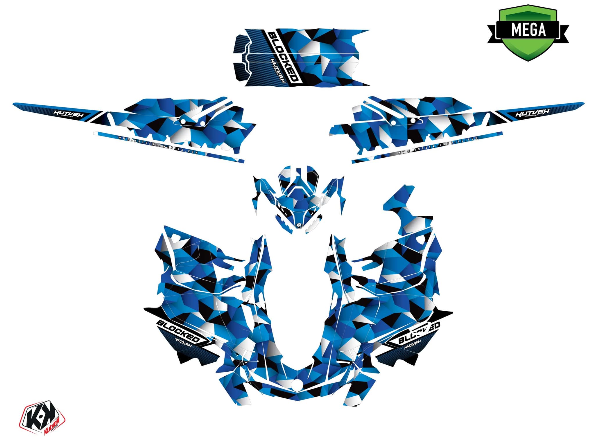 snowmobile skidoo backcountry sport blocked blue  graphic kit | Skidoo | Kutvek - View 4