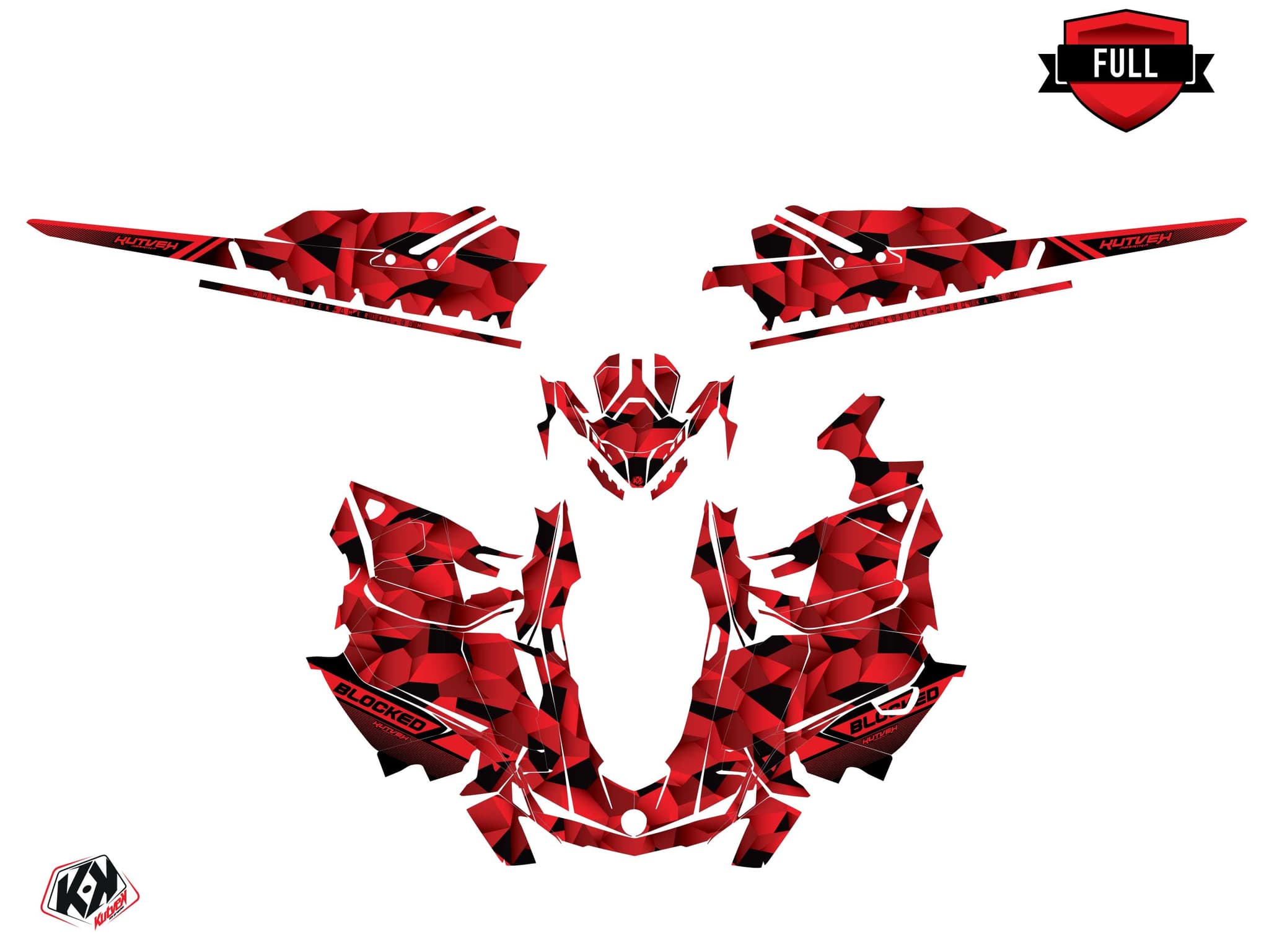 snowmobile skidoo backcountry sport blocked red-black  graphic kit | Skidoo | Kutvek - View 3