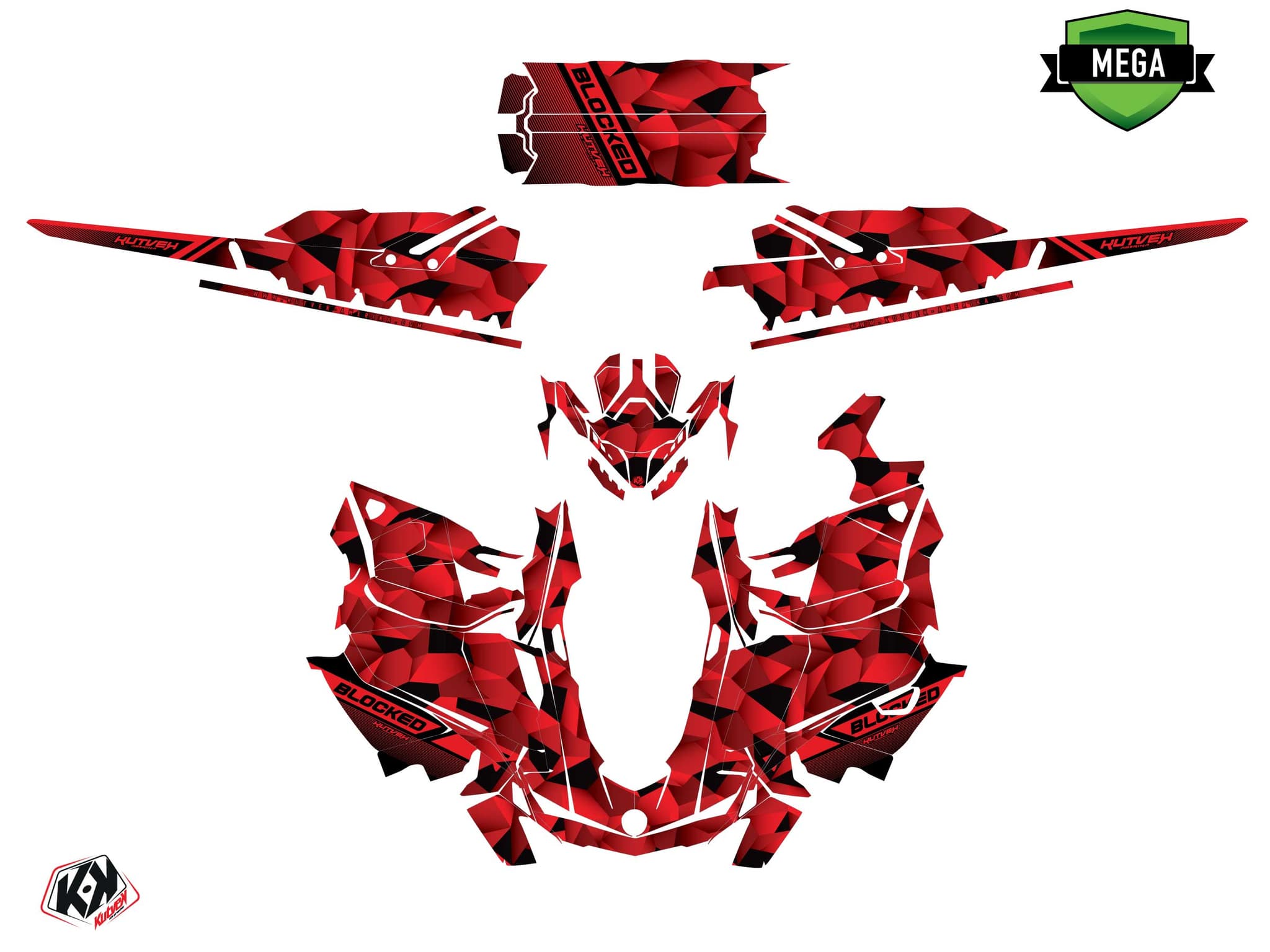 snowmobile skidoo backcountry sport blocked red-black  graphic kit | Skidoo | Kutvek - View 4