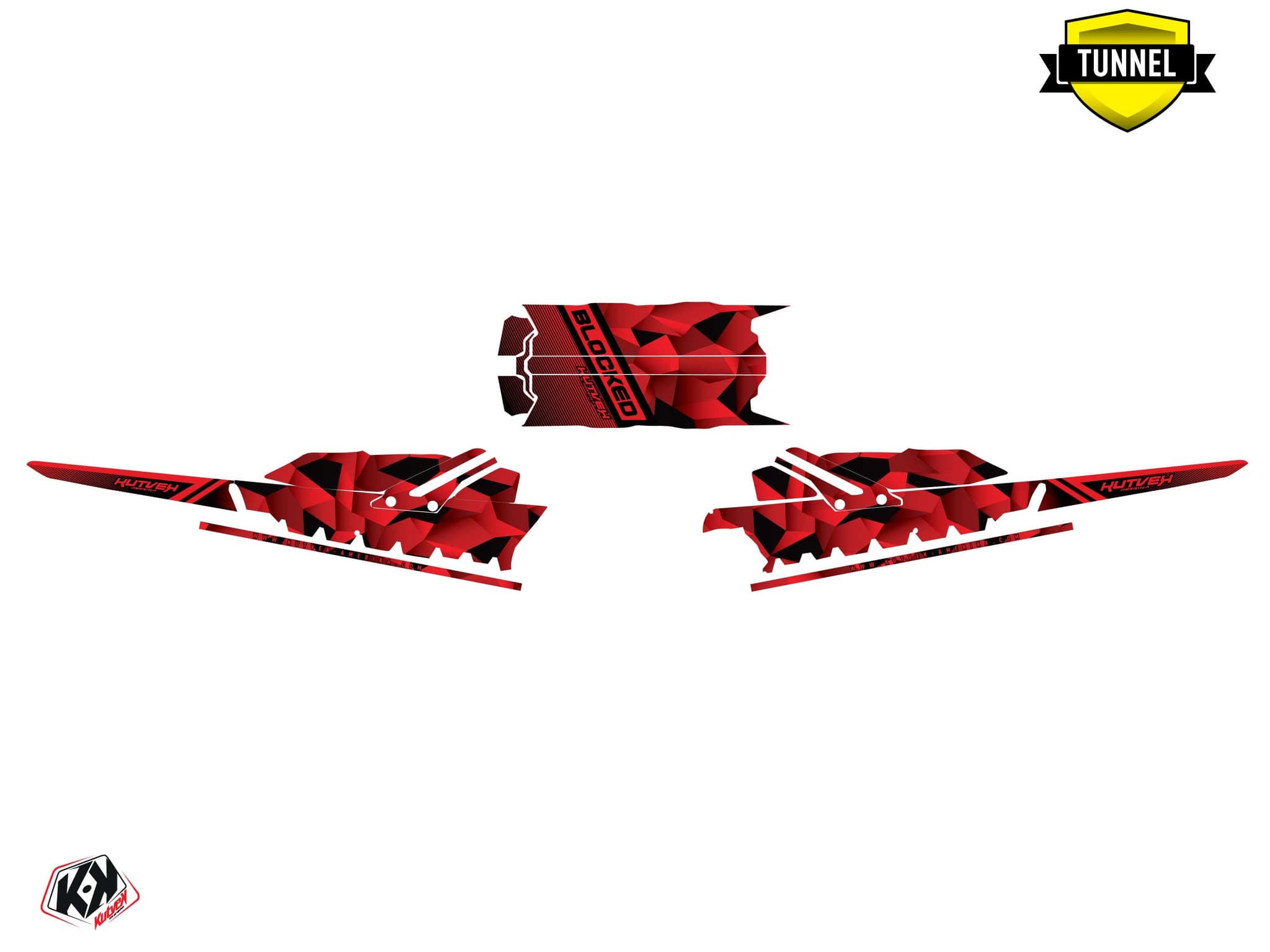 snowmobile skidoo backcountry sport blocked red-black  graphic kit | Skidoo | Kutvek - View 5