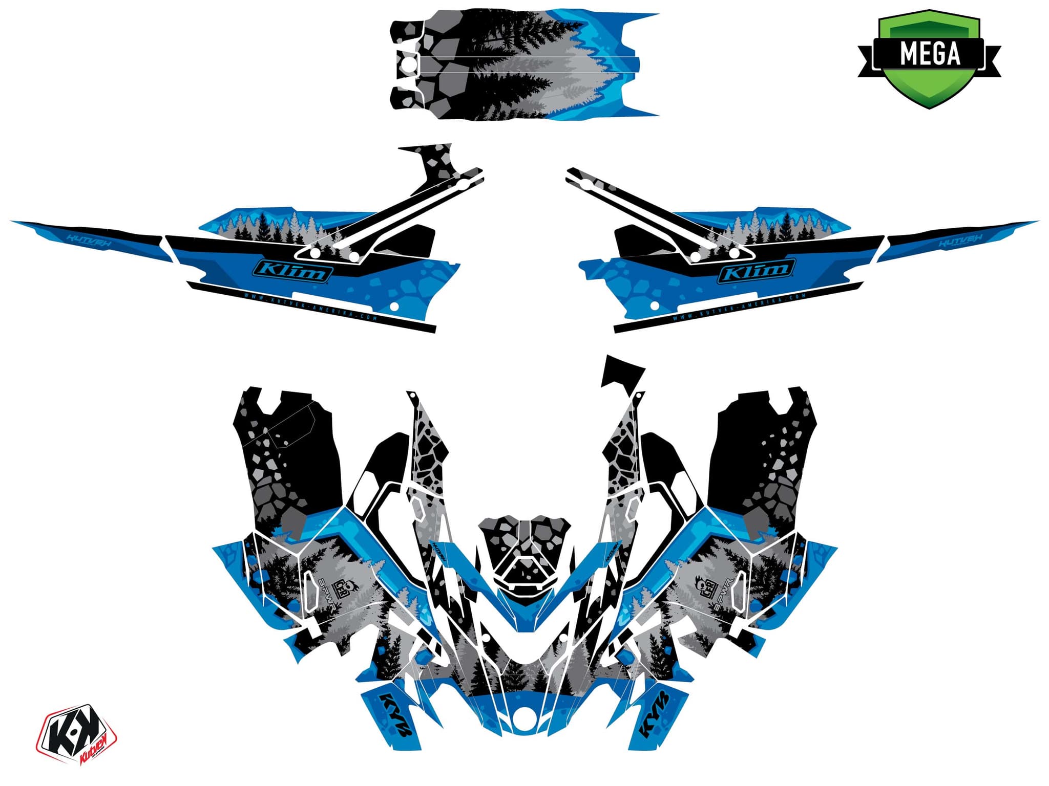 Kit graphique Motoneige LYNX SHREDDER DS GARNET Bleu | Lynx | Kutvek - View 4
