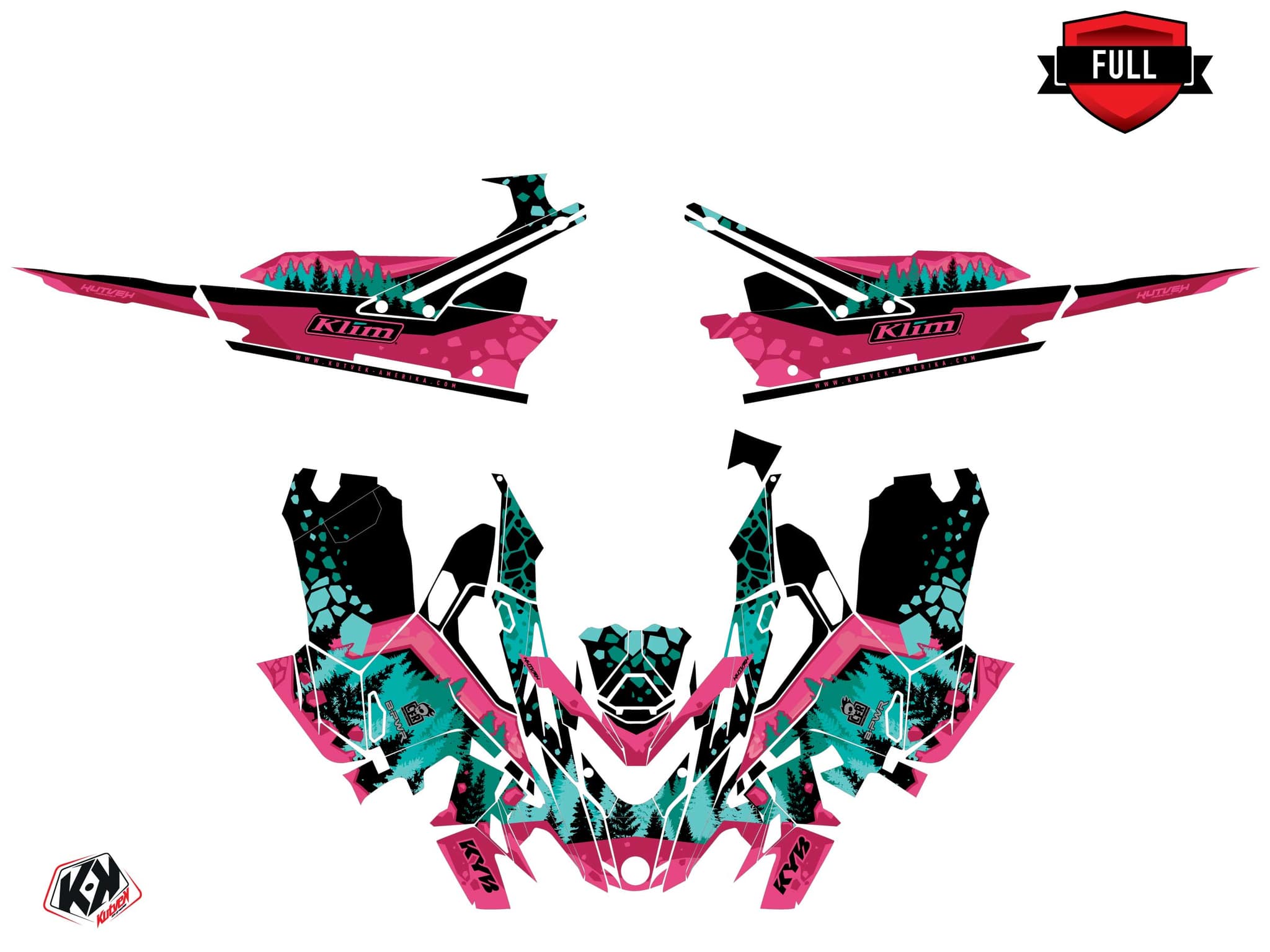 Kit graphique Motoneige LYNX SHREDDER DS GARNET Rose | Lynx | Kutvek - View 3