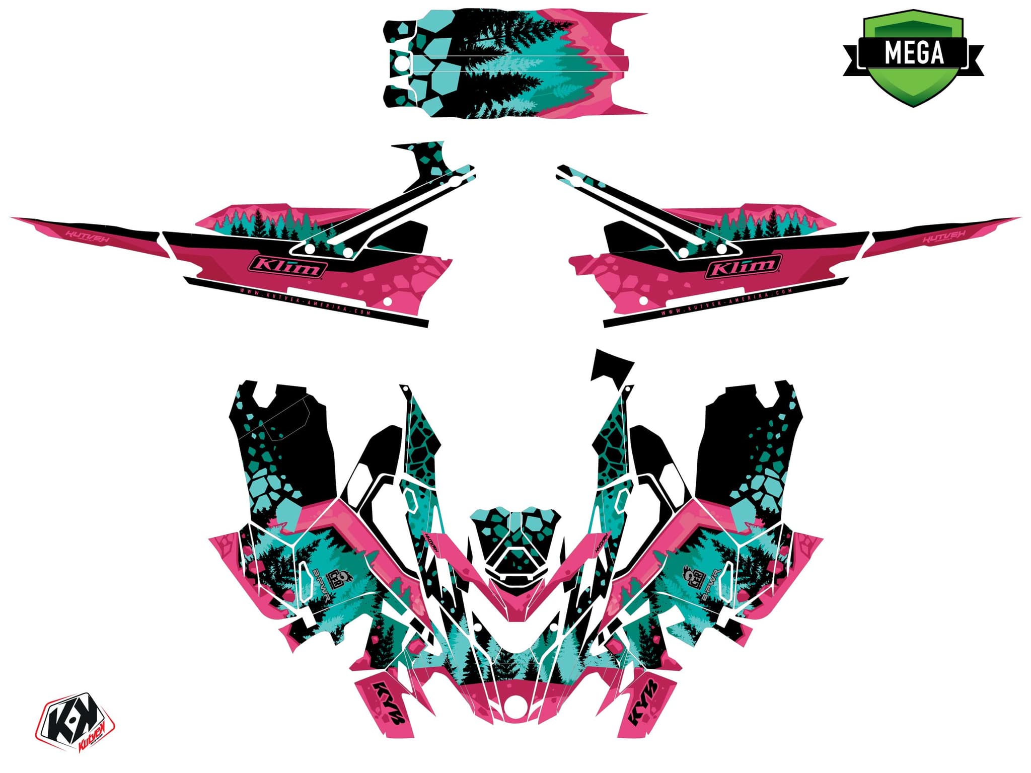 Kit graphique Motoneige LYNX SHREDDER DS GARNET Rose | Lynx | Kutvek - View 4