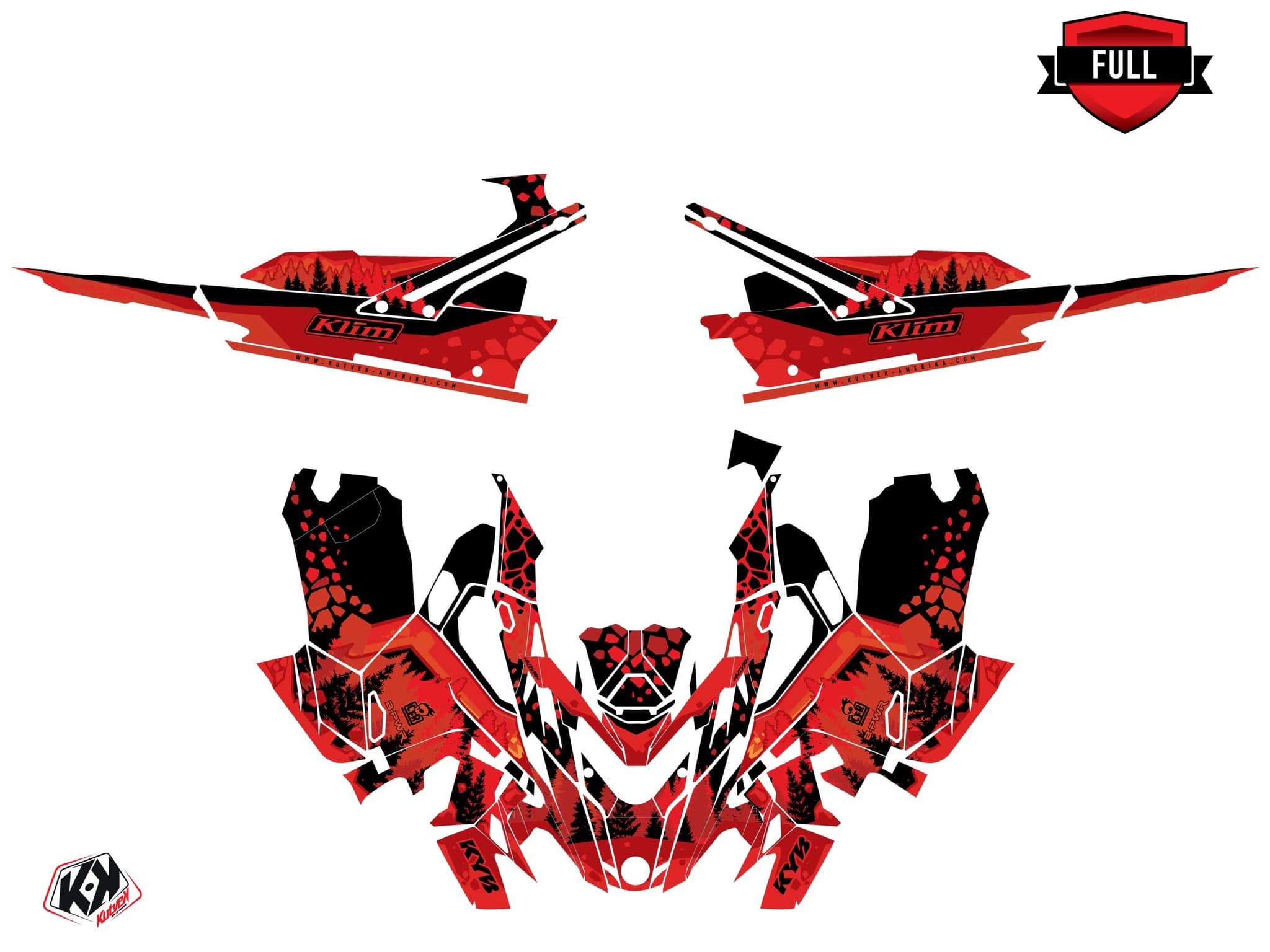 Kit graphique Motoneige LYNX SHREDDER DS GARNET Rouge | Lynx | Kutvek - View 3