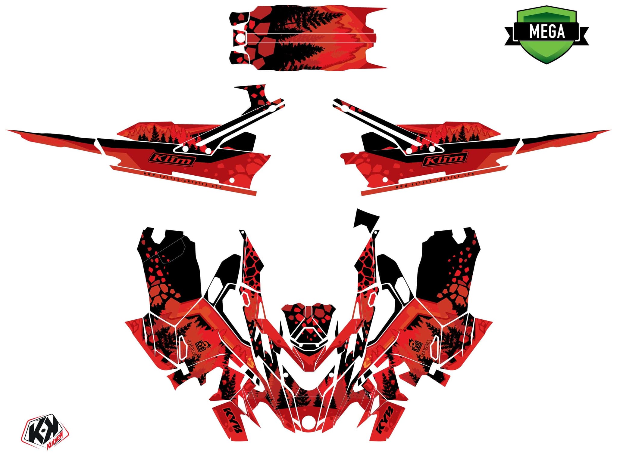 Kit graphique Motoneige LYNX SHREDDER DS GARNET Rouge | Lynx | Kutvek - View 4