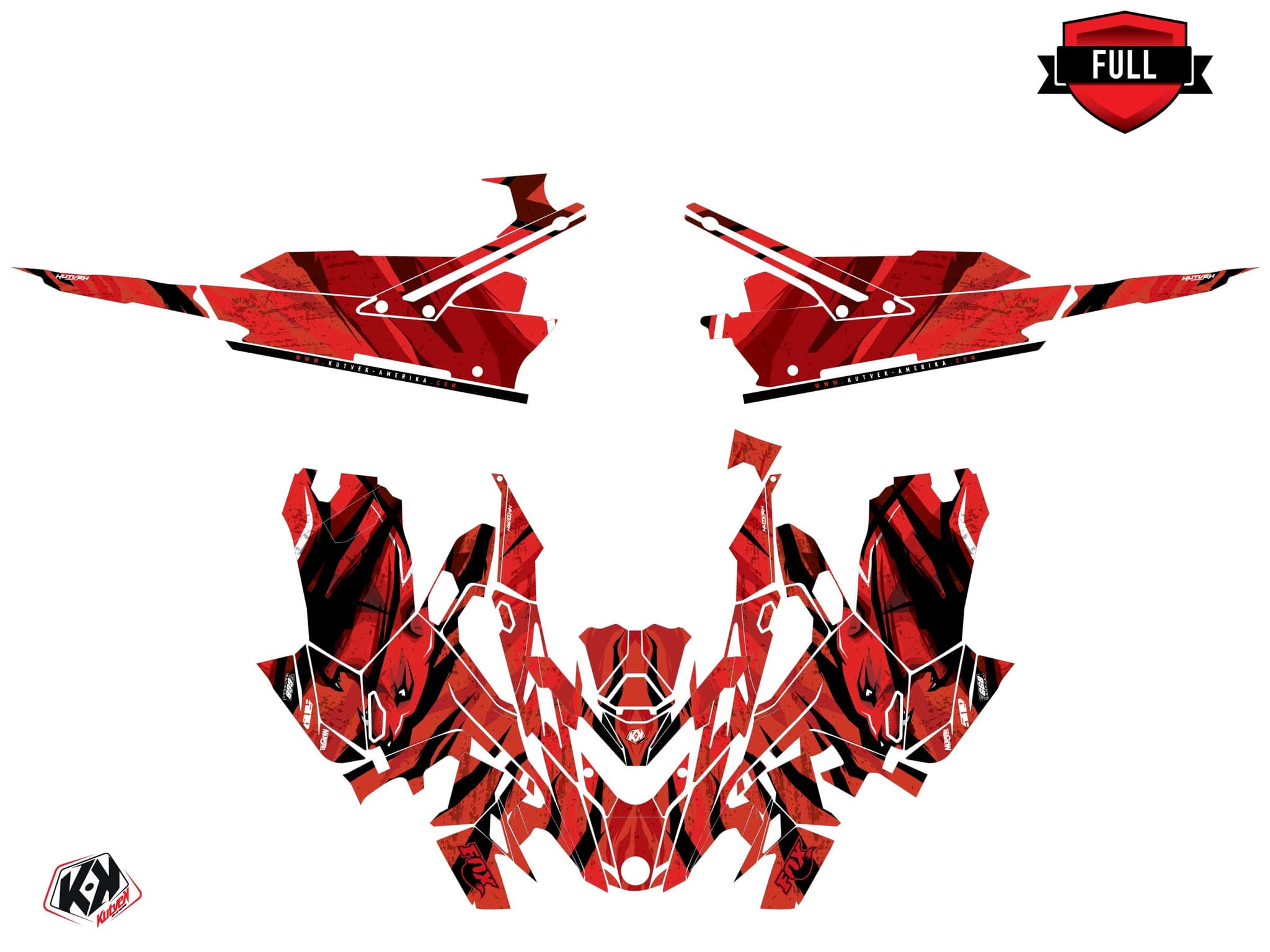 Kit graphique Motoneige LYNX SHREDDER DS INSTINCT Rouge | Lynx | Kutvek - View 3