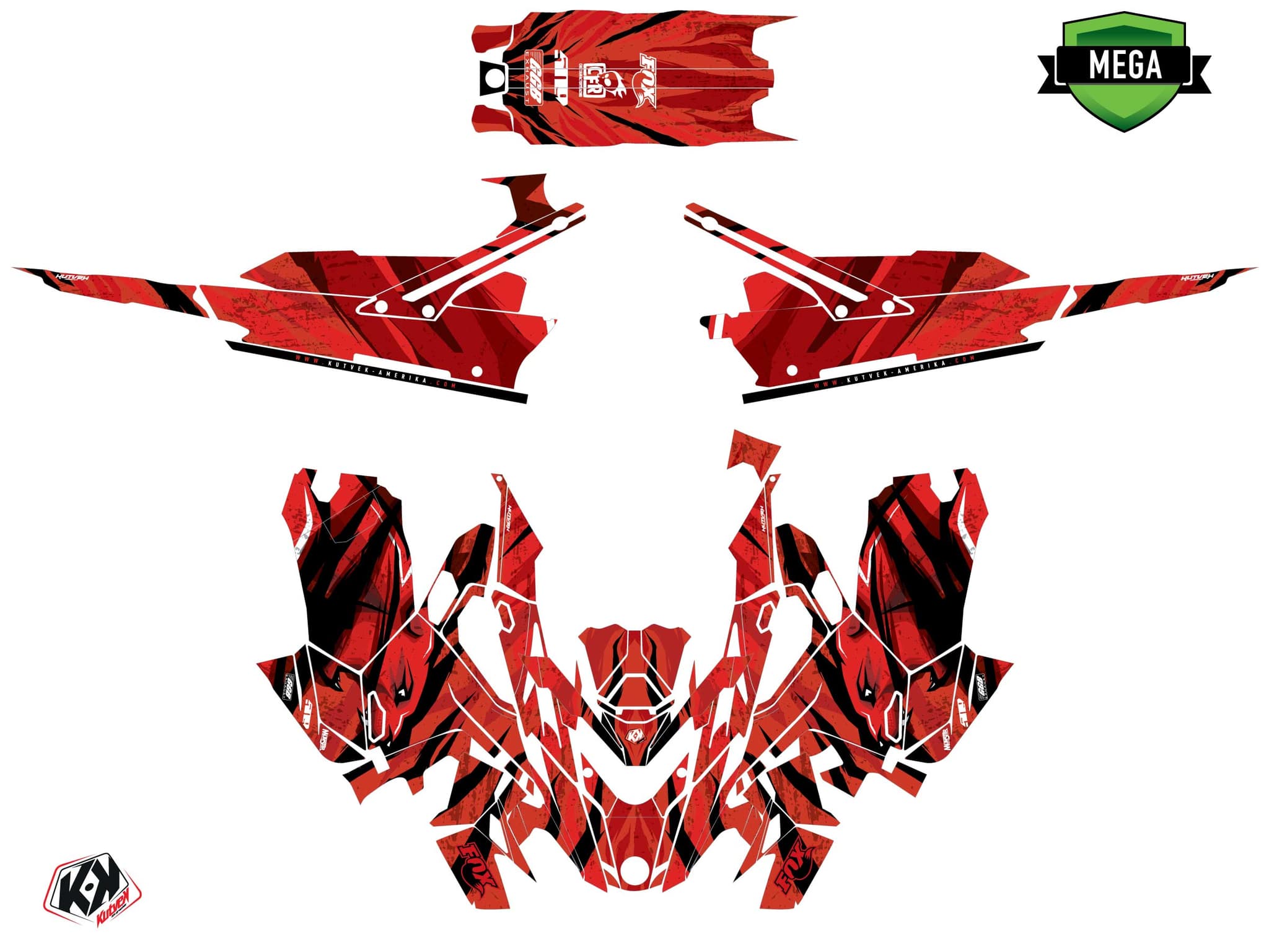 Kit graphique Motoneige LYNX SHREDDER DS INSTINCT Rouge | Lynx | Kutvek - View 4