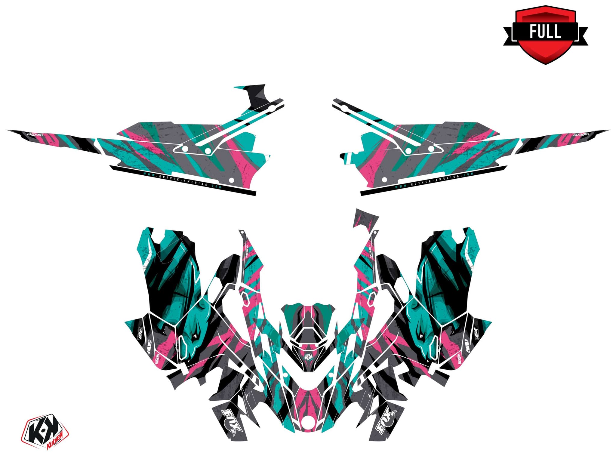 Kit graphique Motoneige LYNX SHREDDER RE INSTINCT Turquoise | Lynx | Kutvek - View 3